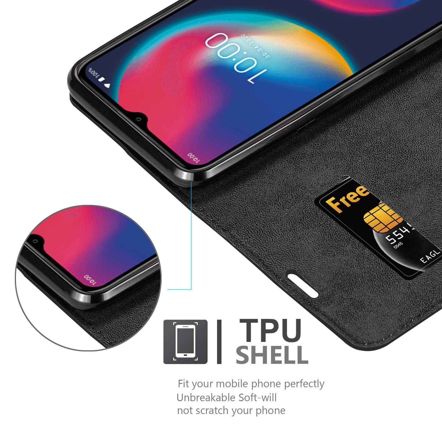 Cadorabo Hülle für WIKO VIEW 4 Schutz Hülle in Schwarz Handyhülle Etui Case Cover Magnetverschluss