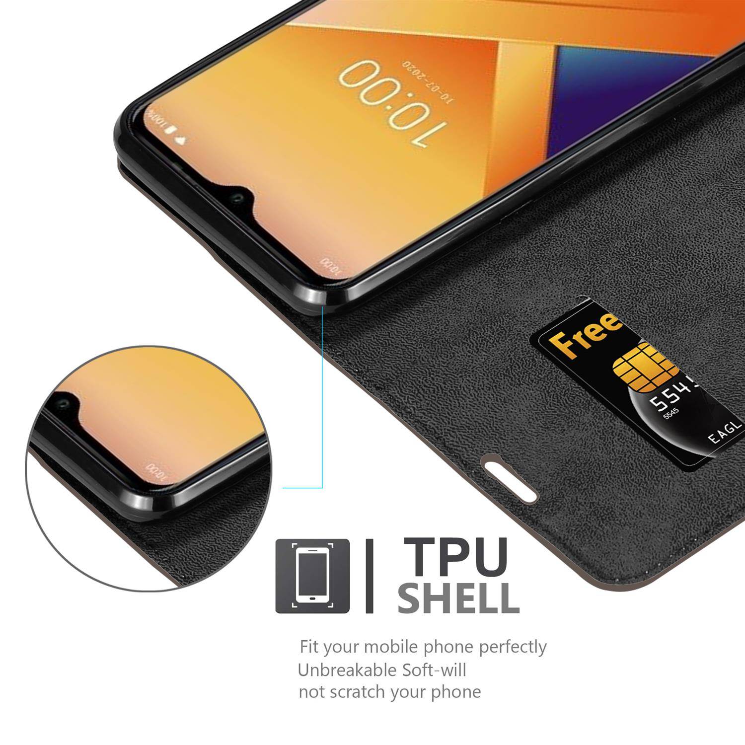 Cadorabo Hülle für WIKO Y81 Schutz Hülle in Braun Handyhülle Etui Case Cover Magnetverschluss