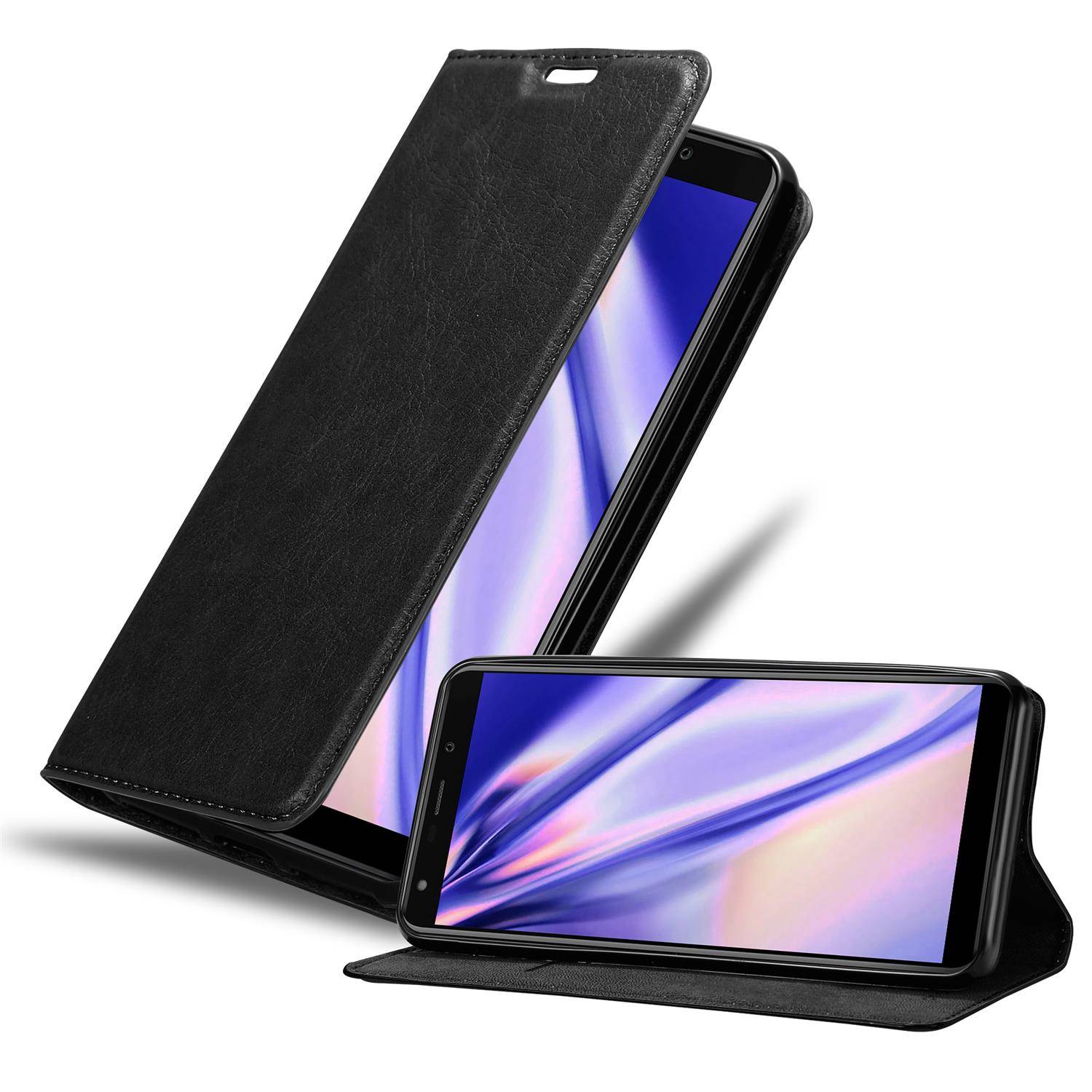 Cadorabo Hülle für WIKO Y61 Schutz Hülle in Schwarz Handyhülle Etui Case Cover Magnetverschluss