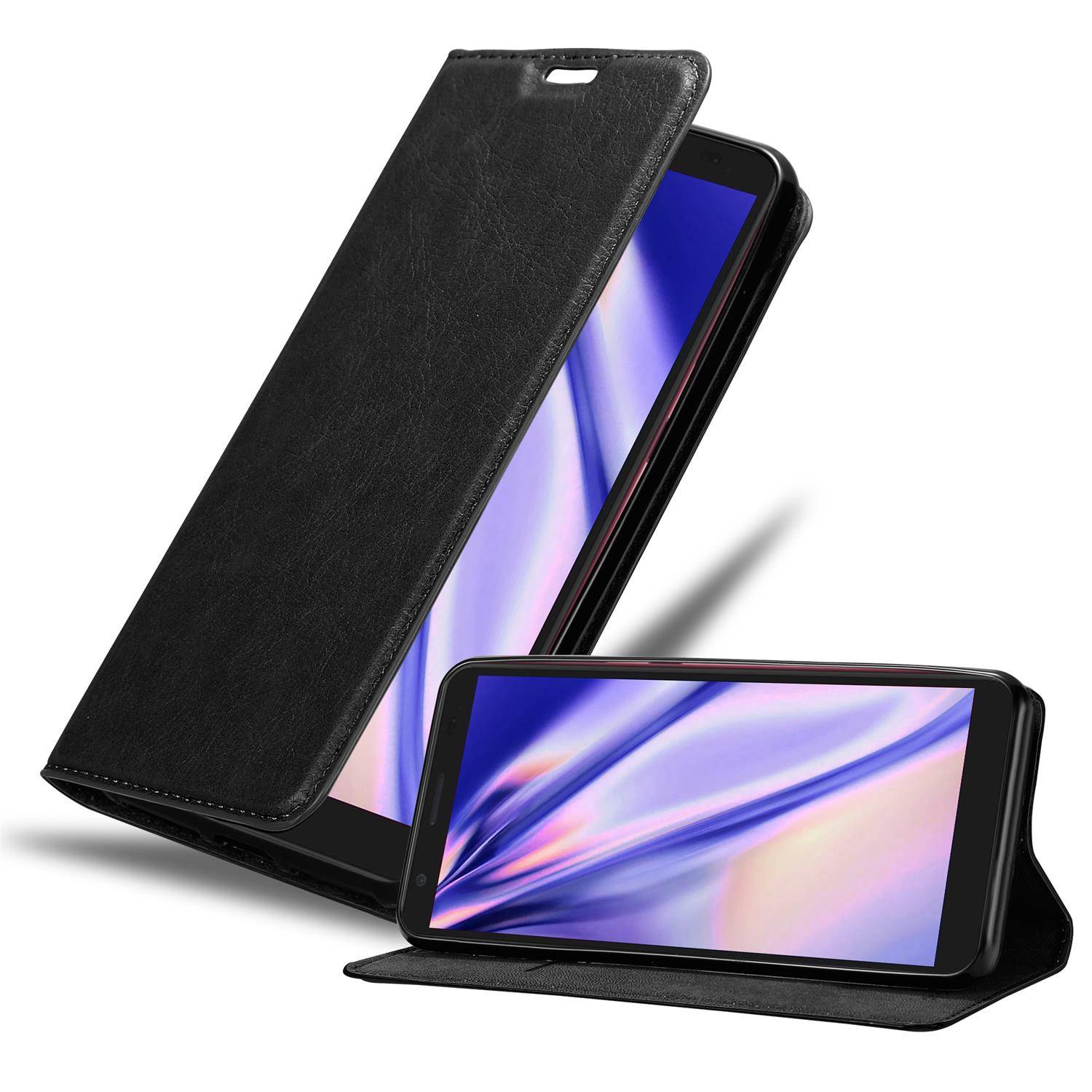 Cadorabo Hülle für ZTE Blade A3 2020 Schutz Hülle in Schwarz Handyhülle Etui Case Cover Magnetverschluss