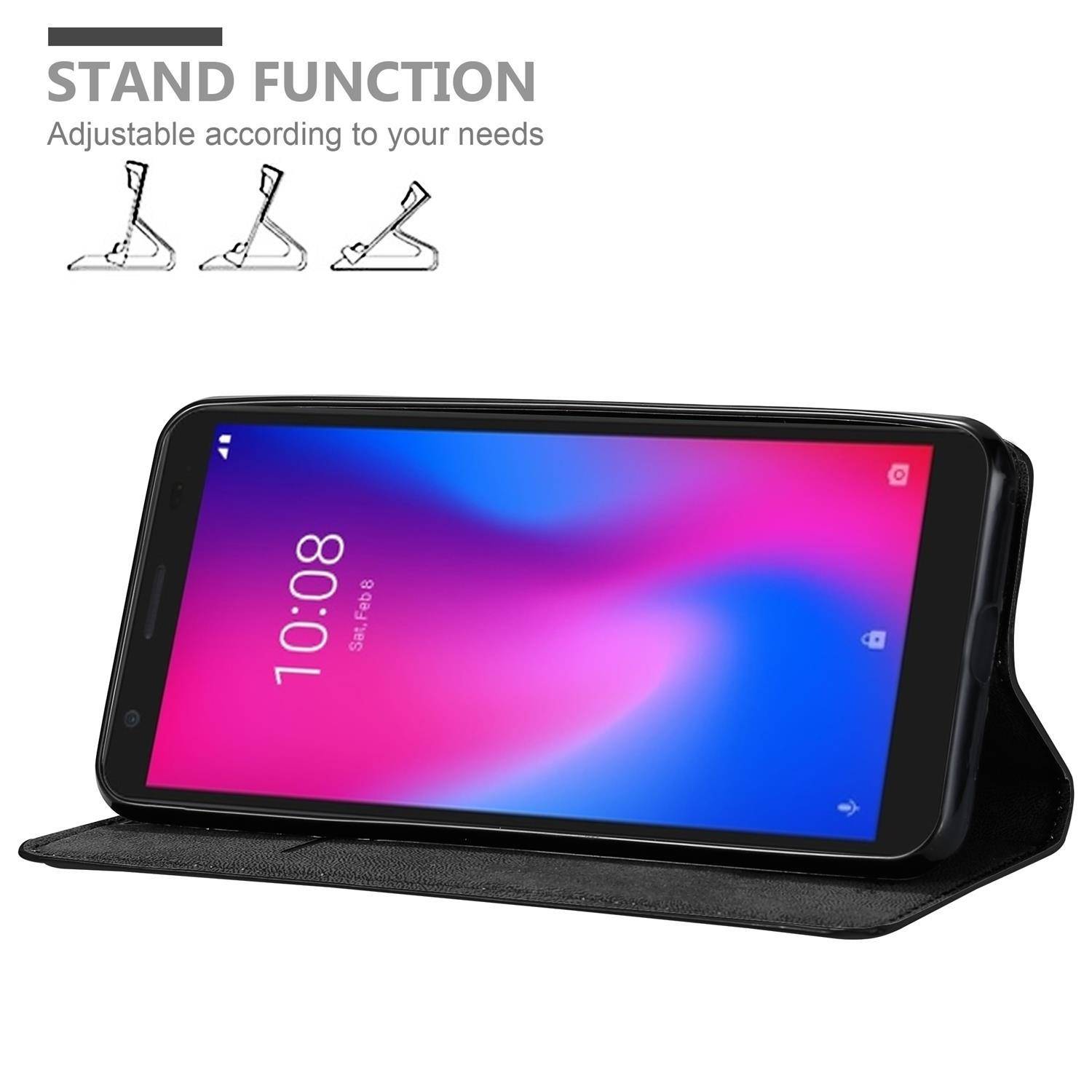 Cadorabo Hülle für ZTE Blade A3 2020 Schutz Hülle in Schwarz Handyhülle Etui Case Cover Magnetverschluss