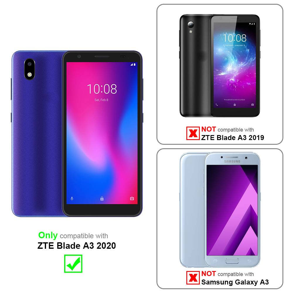 Cadorabo Hülle für ZTE Blade A3 2020 Schutz Hülle in Schwarz Handyhülle Etui Case Cover Magnetverschluss