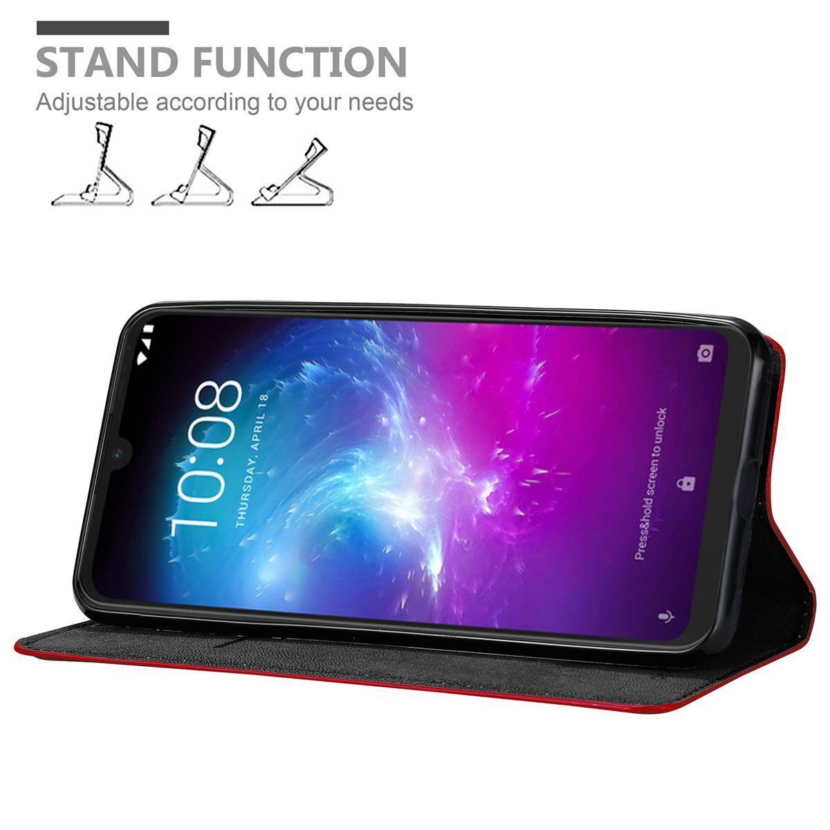 Cadorabo Hülle für ZTE Blade A7 2019 Schutz Hülle in Rot Handyhülle Etui Case Cover Magnetverschluss
