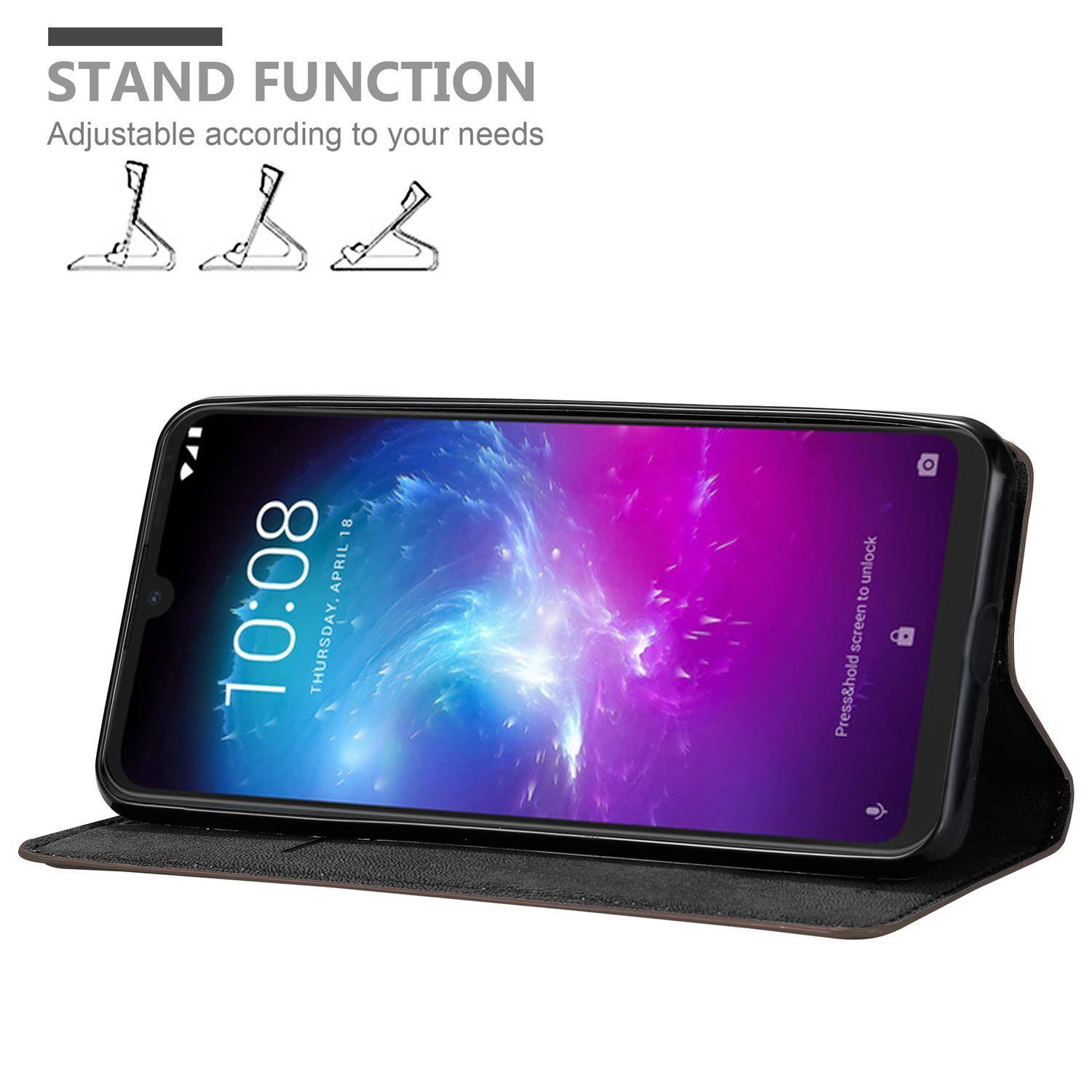 Cadorabo Hülle für ZTE Blade A7 2019 Schutz Hülle in Braun Handyhülle Etui Case Cover Magnetverschluss