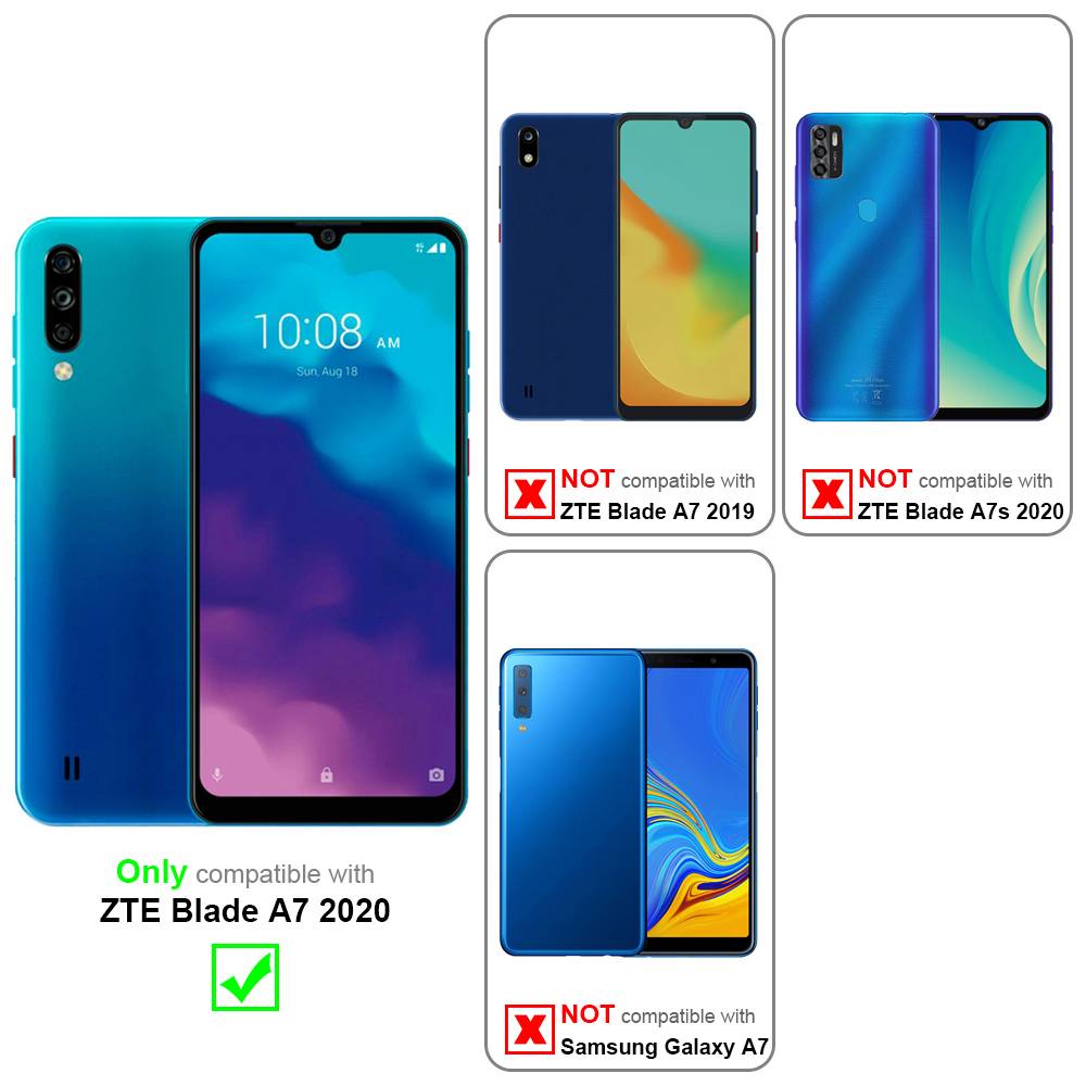 Cadorabo Hülle für ZTE Blade A7 2020 Schutz Hülle in Rot Handyhülle Etui Case Cover Magnetverschluss
