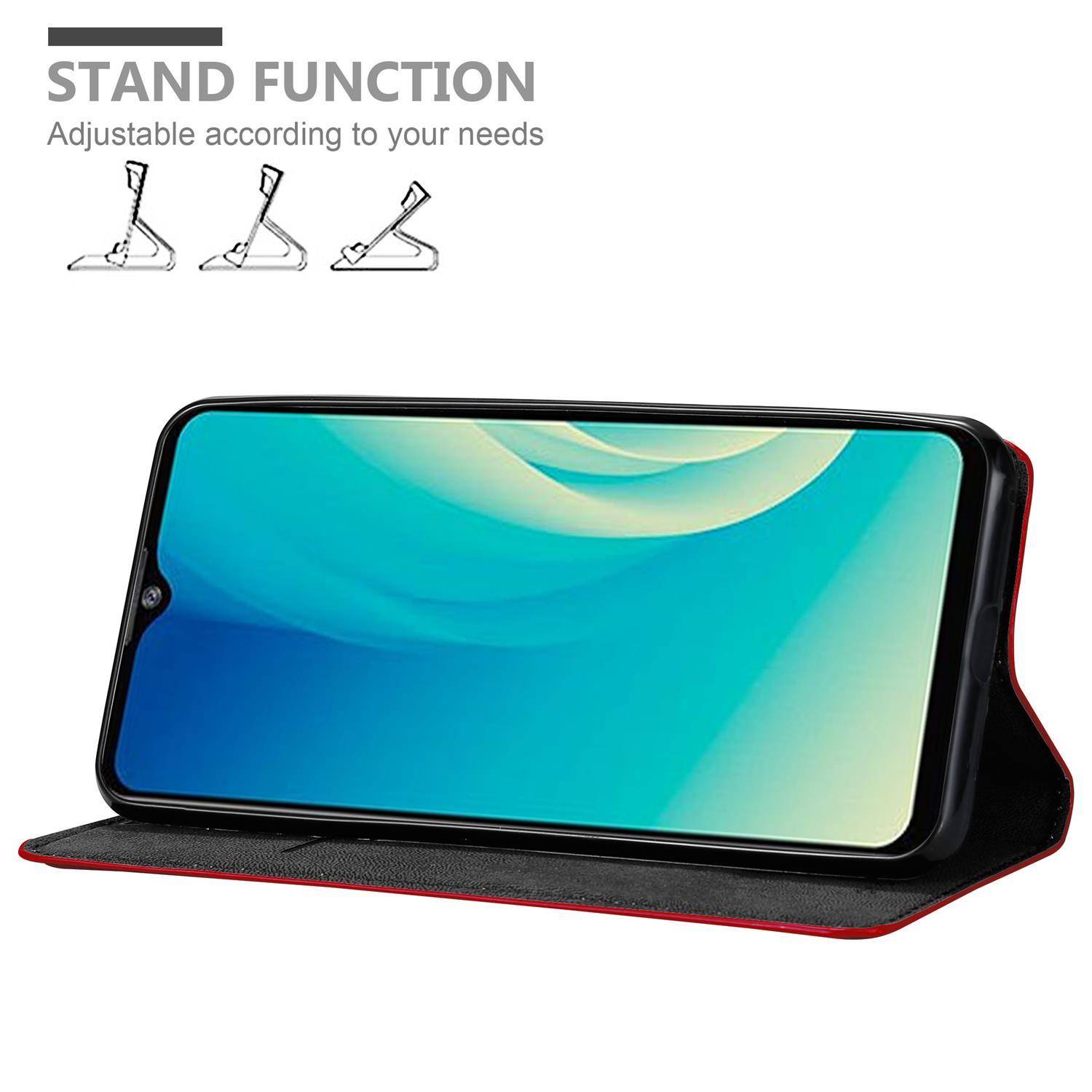 Cadorabo Hülle für ZTE Blade A7 2020 Schutz Hülle in Rot Handyhülle Etui Case Cover Magnetverschluss