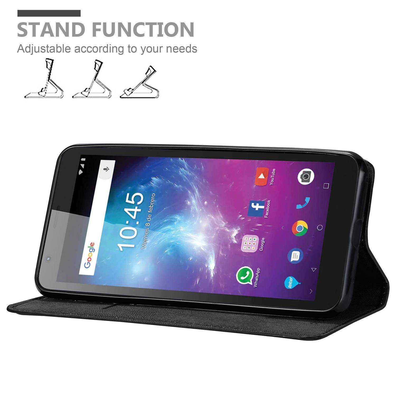 Cadorabo Hülle für ZTE Blade L8 Schutz Hülle in Schwarz Handyhülle Etui Case Cover Magnetverschluss