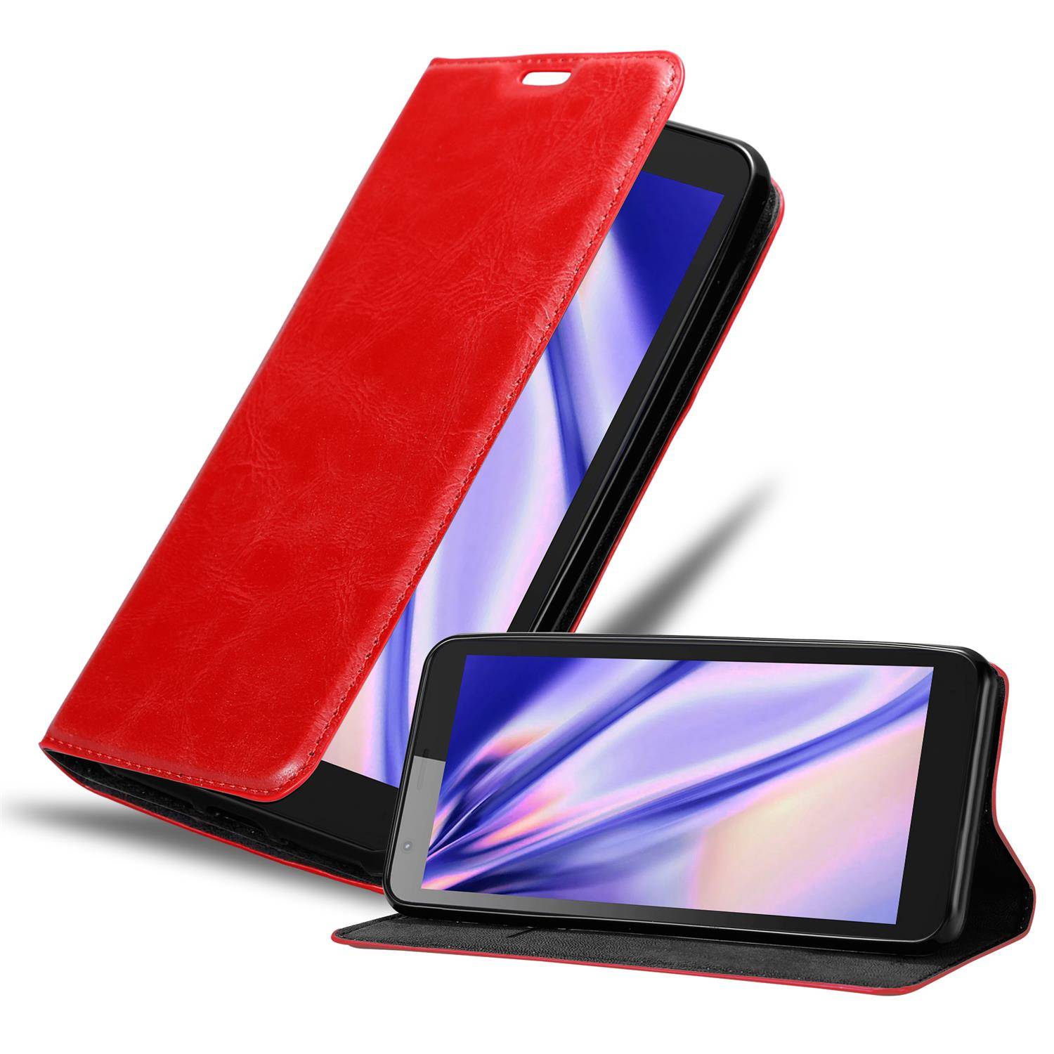 Cadorabo Hülle für ZTE Blade L8 Schutz Hülle in Rot Handyhülle Etui Case Cover Magnetverschluss