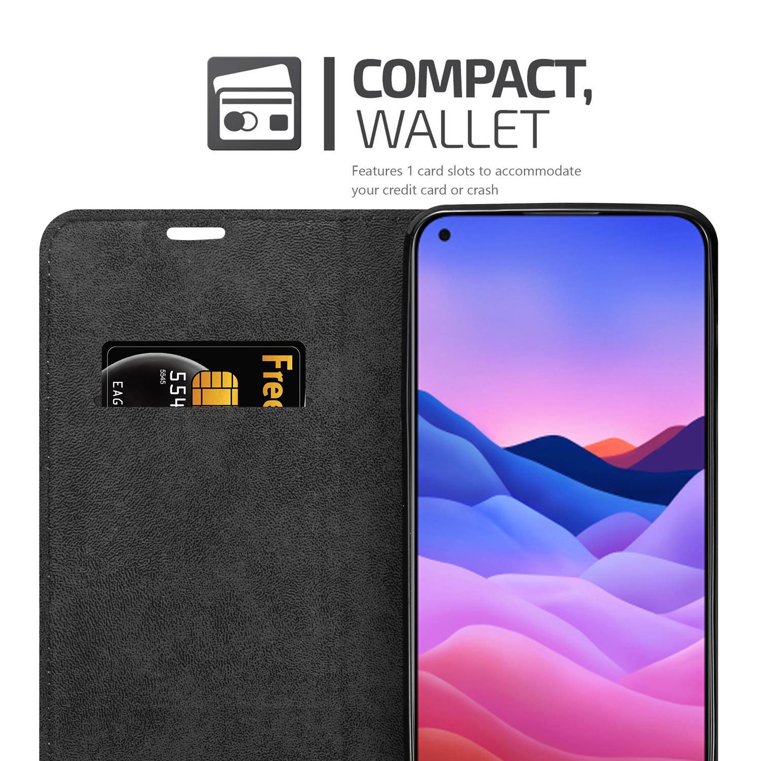 Cadorabo Hülle für ZTE Blade V2020 Schutz Hülle in Schwarz Handyhülle Etui Case Cover Magnetverschluss