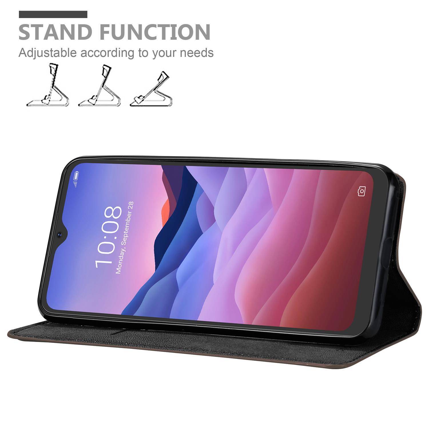 Cadorabo Hülle für ZTE Blade V2020 SMART Schutz Hülle in Braun Handyhülle Etui Case Cover Magnetverschluss