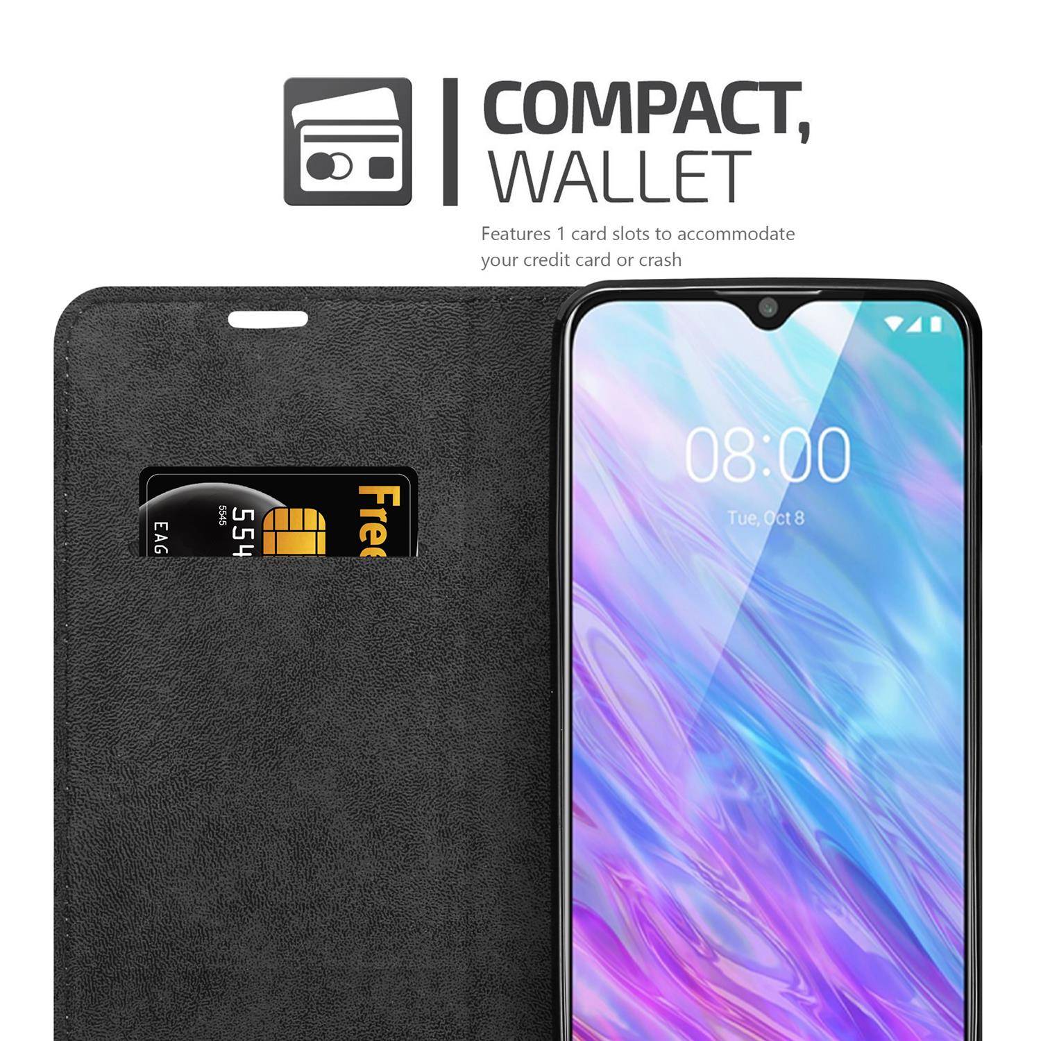 Cadorabo Hülle für ZTE Blade 10 SMART Schutz Hülle in Schwarz Handyhülle Etui Case Cover Magnetverschluss