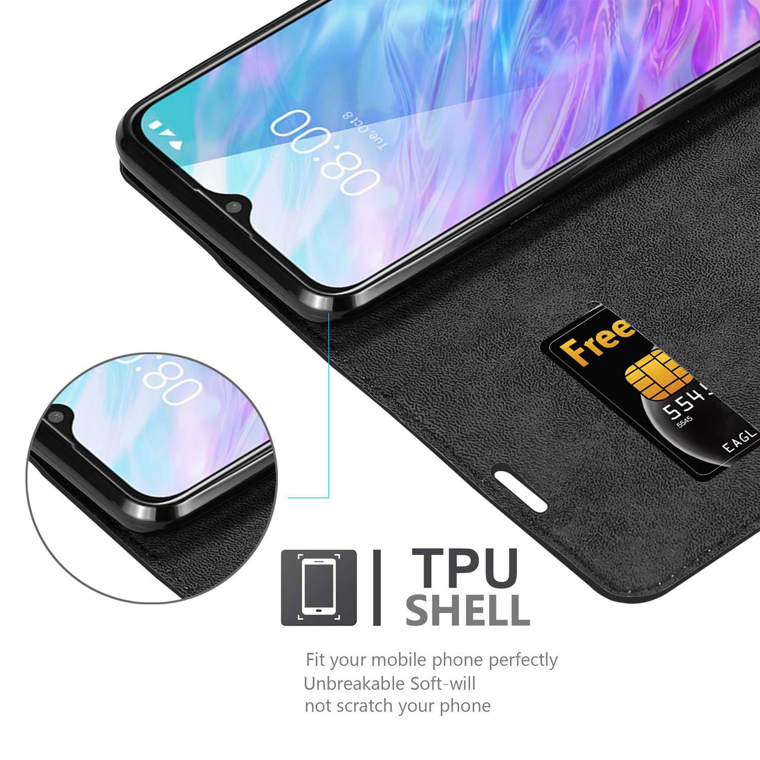 Cadorabo Hülle für ZTE Blade 10 SMART Schutz Hülle in Schwarz Handyhülle Etui Case Cover Magnetverschluss