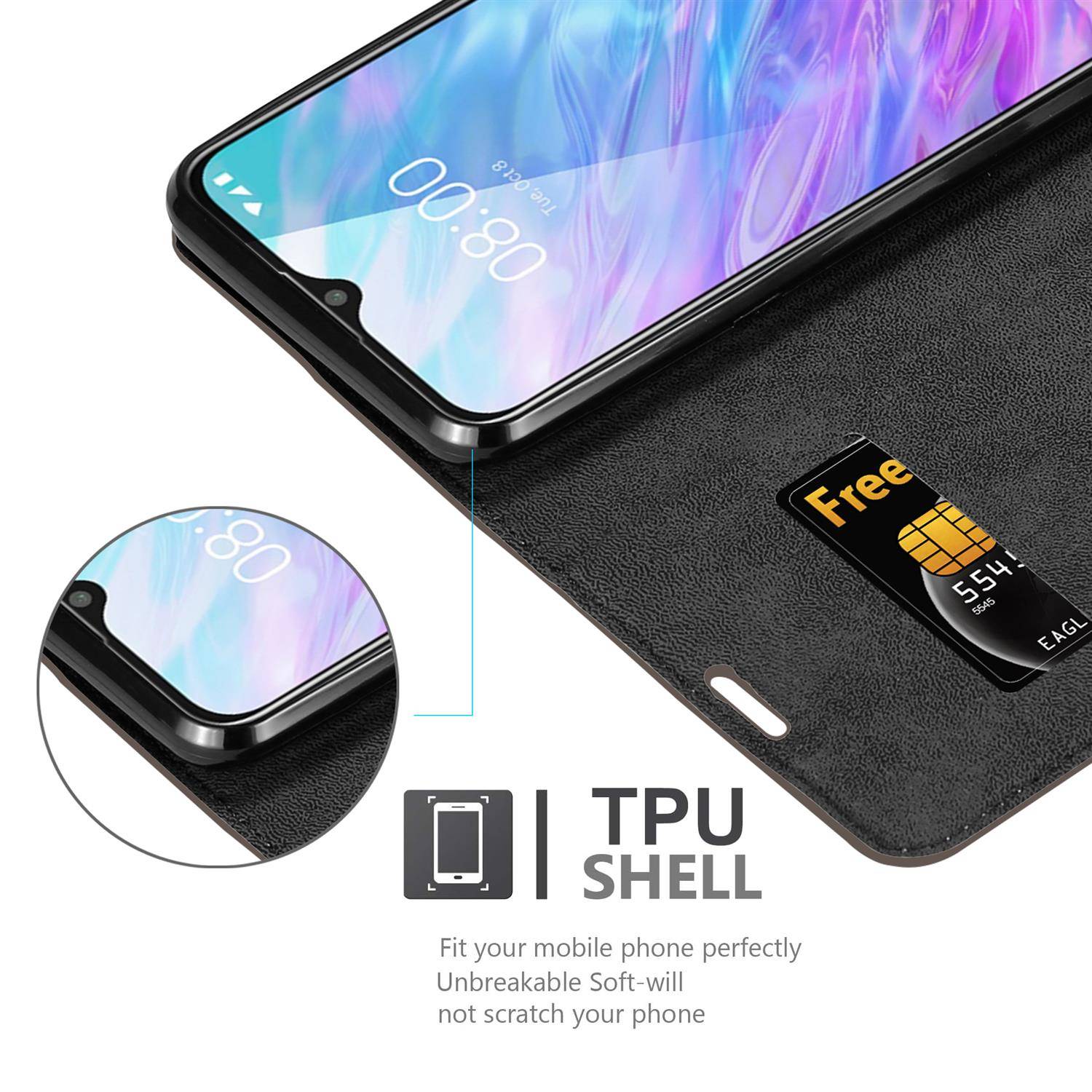 Cadorabo Hülle für ZTE Blade 10 SMART Schutz Hülle in Braun Handyhülle Etui Case Cover Magnetverschluss