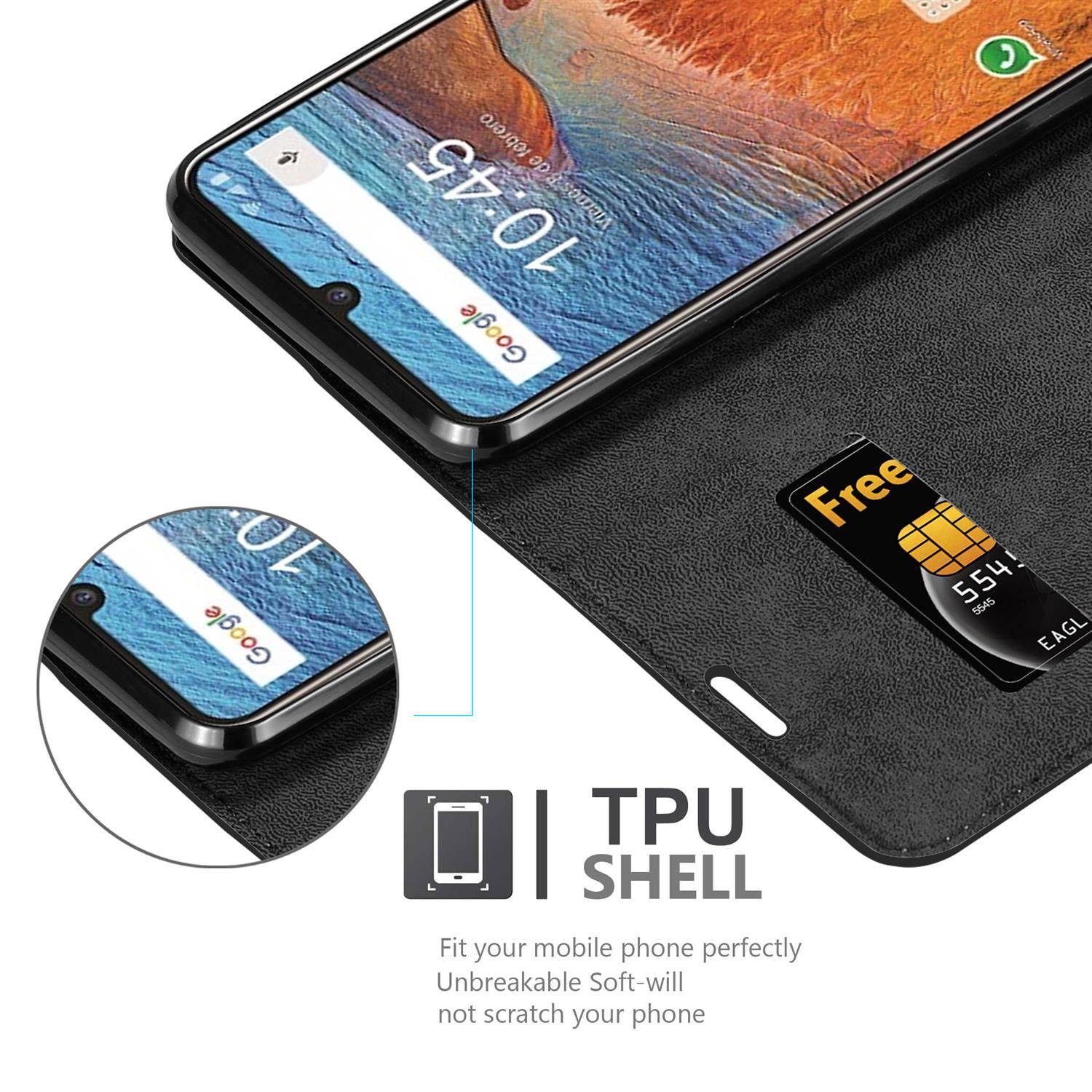 Cadorabo Hülle für ZTE Blade V10 Schutz Hülle in Schwarz Handyhülle Etui Case Cover Magnetverschluss
