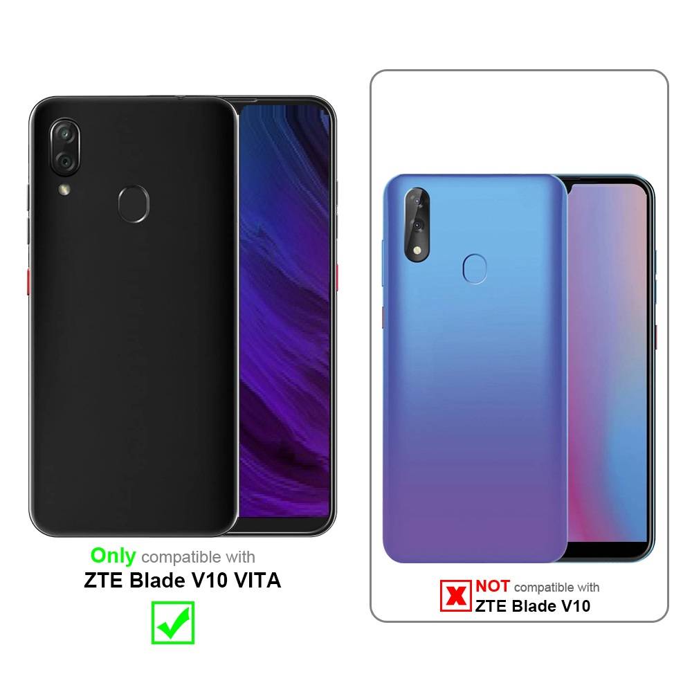 Cadorabo Hülle für ZTE Blade V10 VITA Schutz Hülle in Schwarz Handyhülle Etui Case Cover Magnetverschluss