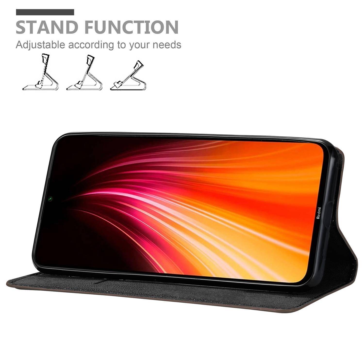 Cadorabo Hülle für Xiaomi RedMi NOTE 8 Schutz Hülle in Braun Handyhülle Etui Case Cover Magnetverschluss