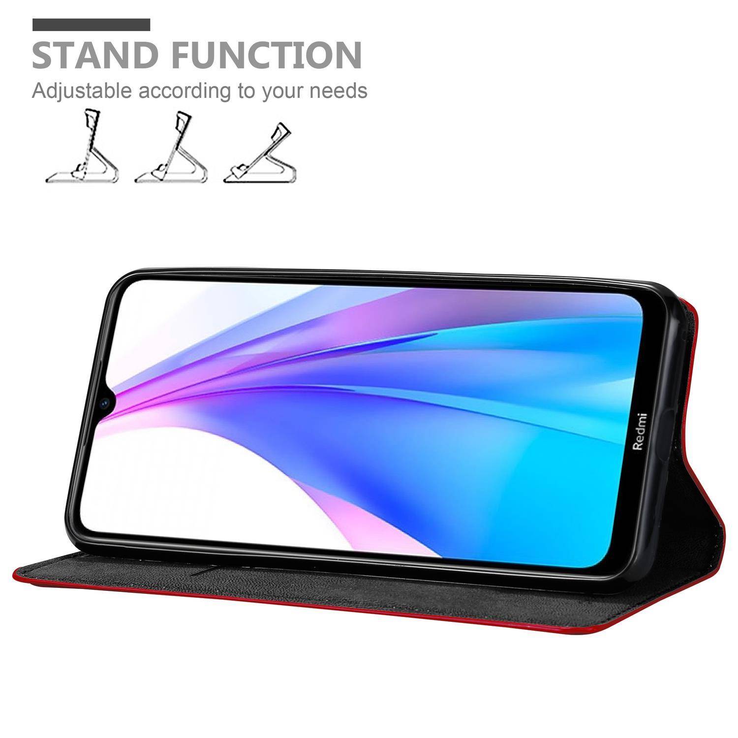Cadorabo Hülle für Xiaomi RedMi NOTE 8T Schutz Hülle in Rot Handyhülle Etui Case Cover Magnetverschluss