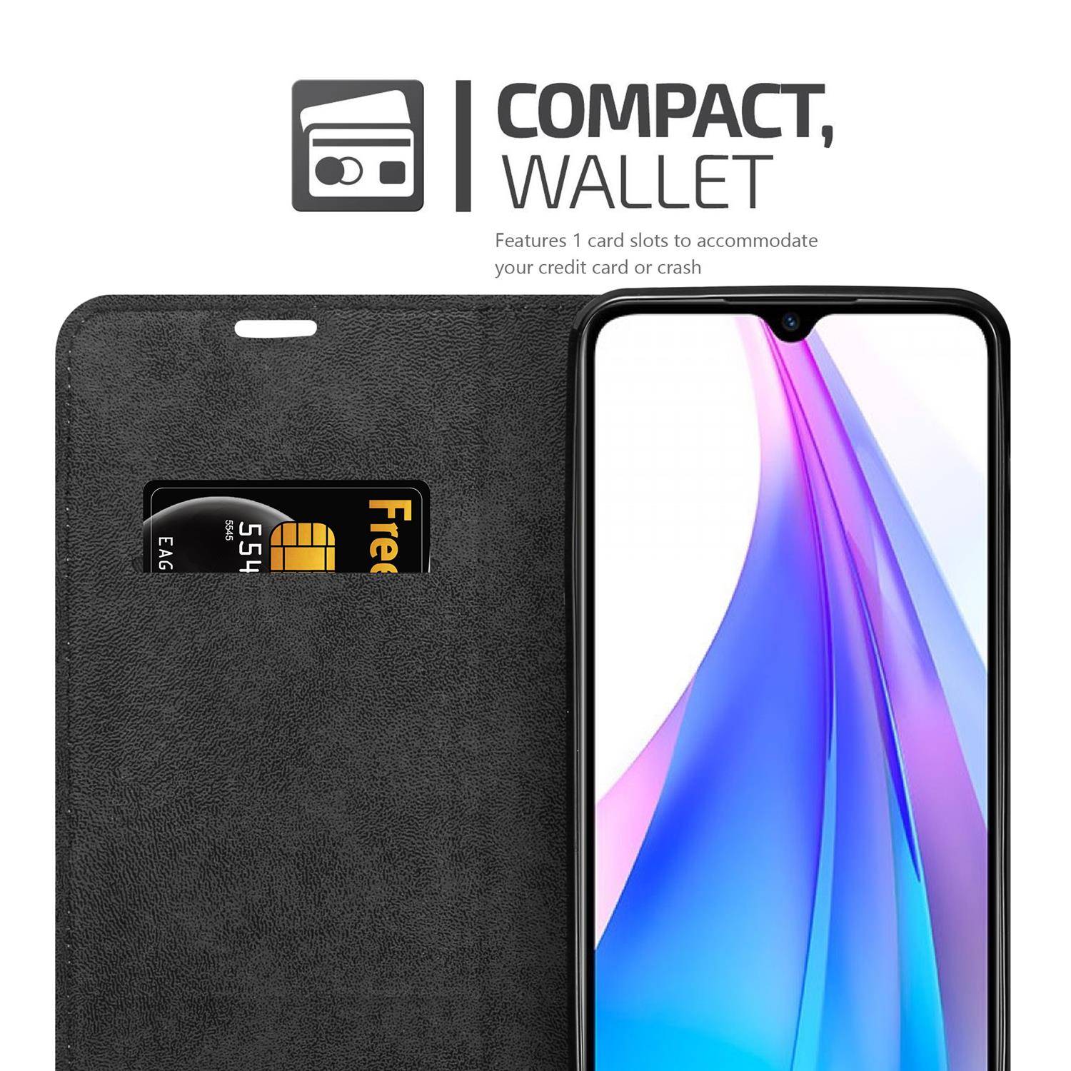 Cadorabo Hülle für Xiaomi RedMi NOTE 8T Schutz Hülle in Rot Handyhülle Etui Case Cover Magnetverschluss