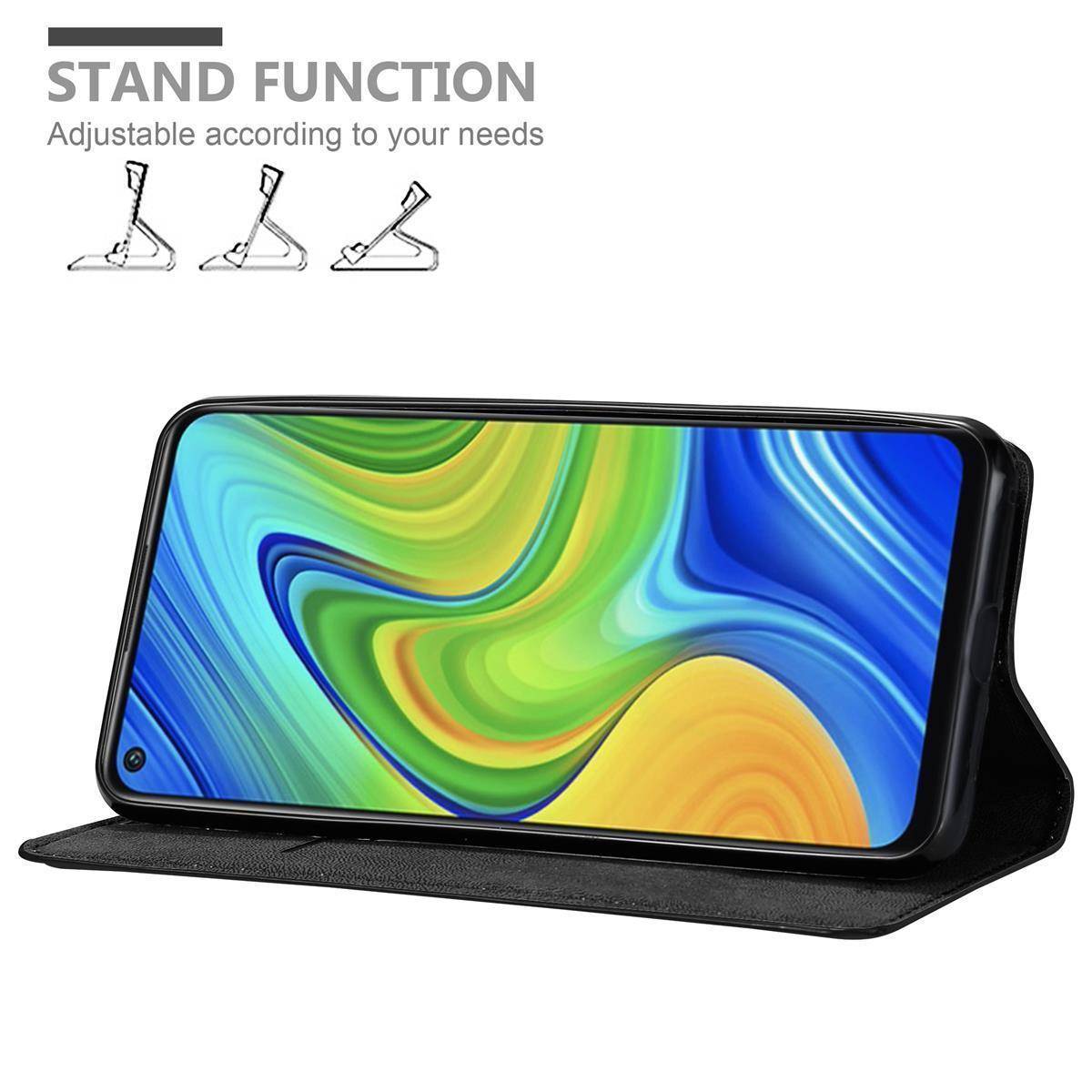 Cadorabo Hülle für Xiaomi RedMi NOTE 9 Schutz Hülle in Schwarz Handyhülle Etui Case Cover Magnetverschluss