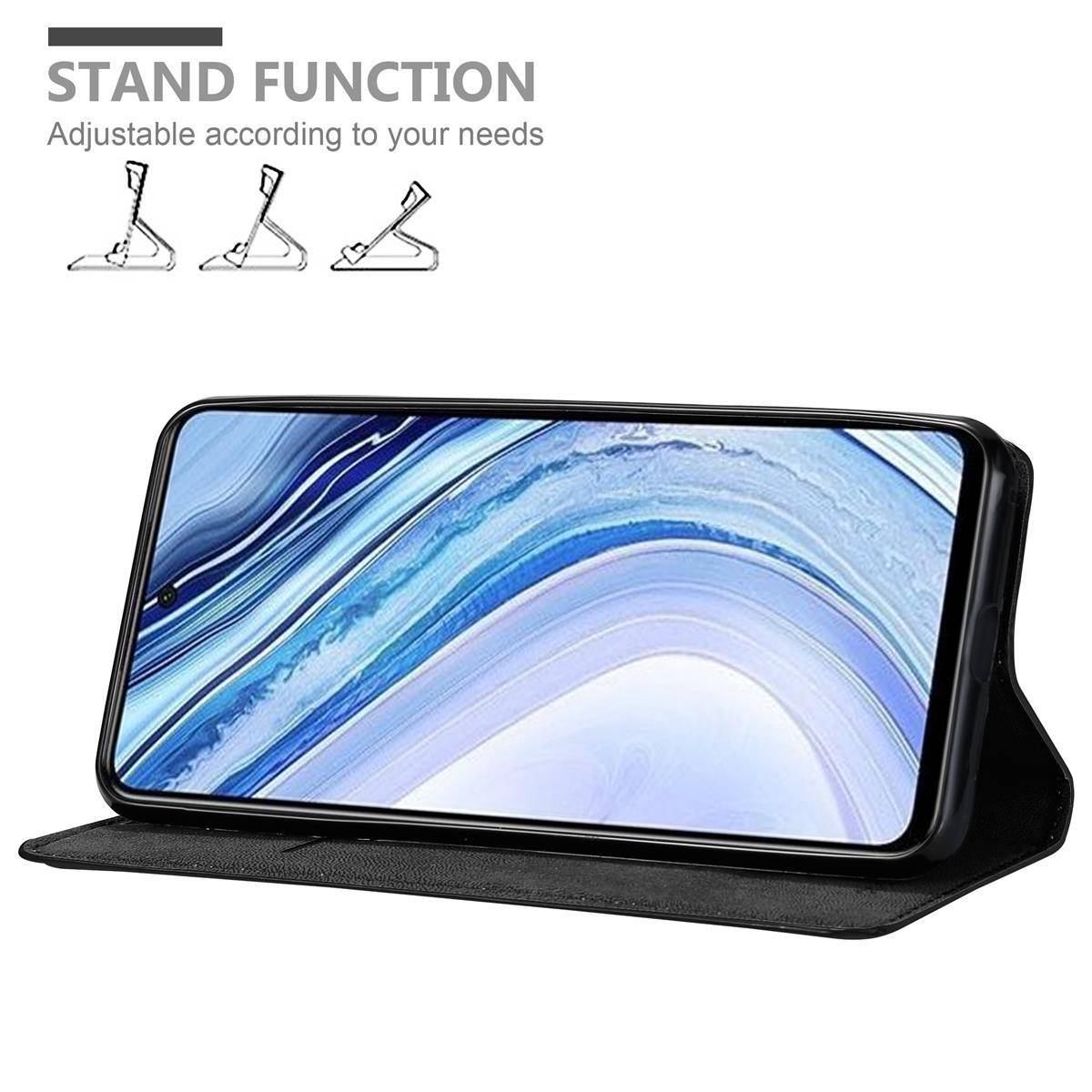 Cadorabo Hülle für Xiaomi RedMi NOTE 9 PRO / NOTE 9S Schutz Hülle in Schwarz Handyhülle Etui Case Cover Magnetverschluss