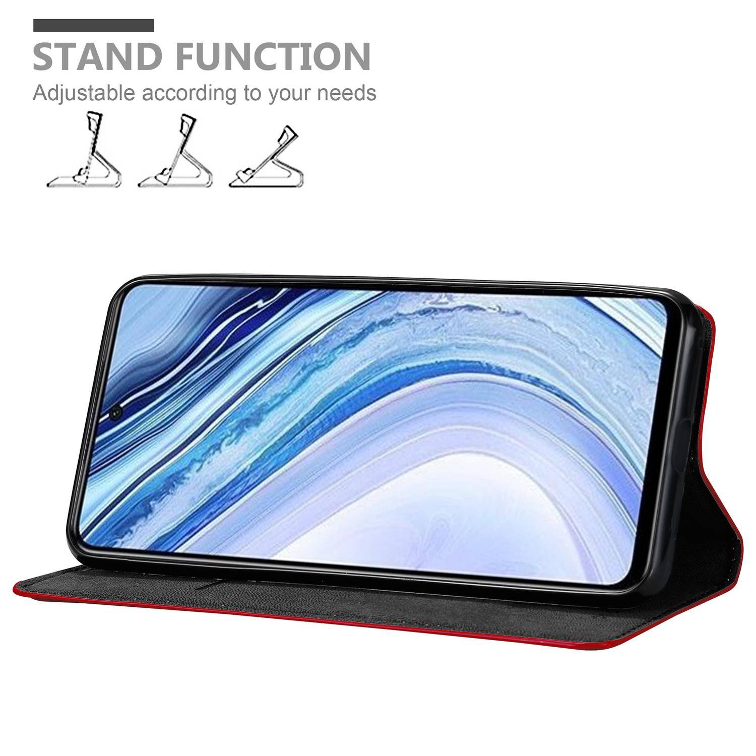 Cadorabo Hülle für Xiaomi RedMi NOTE 9 PRO / NOTE 9S Schutz Hülle in Rot Handyhülle Etui Case Cover Magnetverschluss