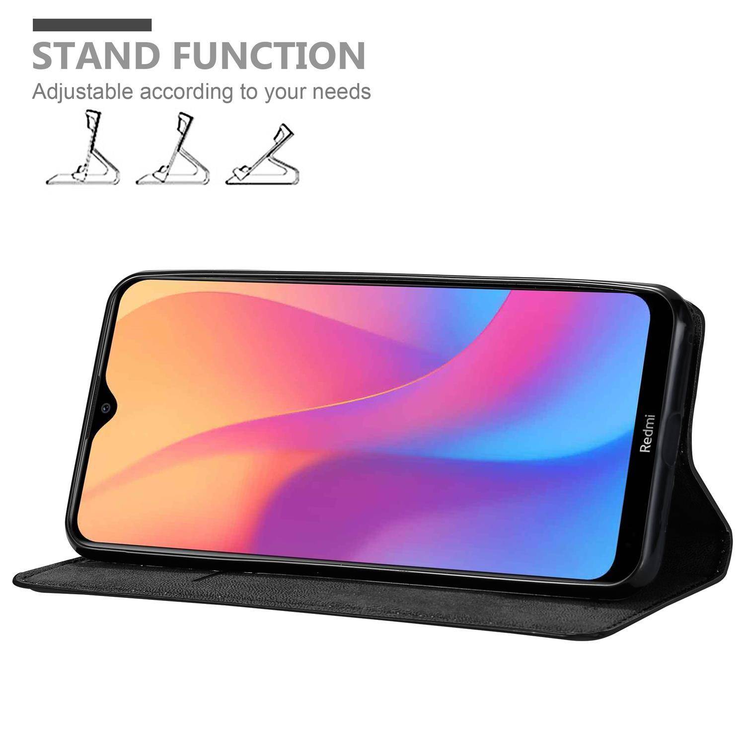 Cadorabo Hülle für Xiaomi RedMi 8A Schutz Hülle in Schwarz Handyhülle Etui Case Cover Magnetverschluss