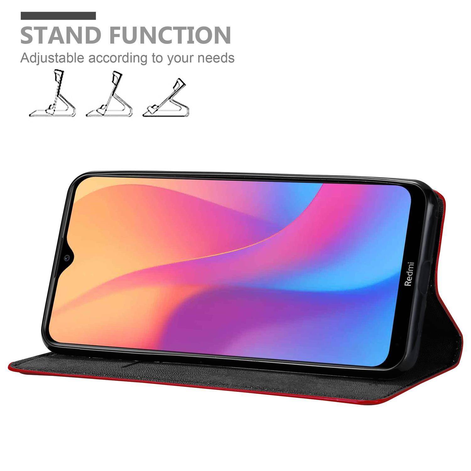 Cadorabo Hülle für Xiaomi RedMi 8A Schutz Hülle in Rot Handyhülle Etui Case Cover Magnetverschluss
