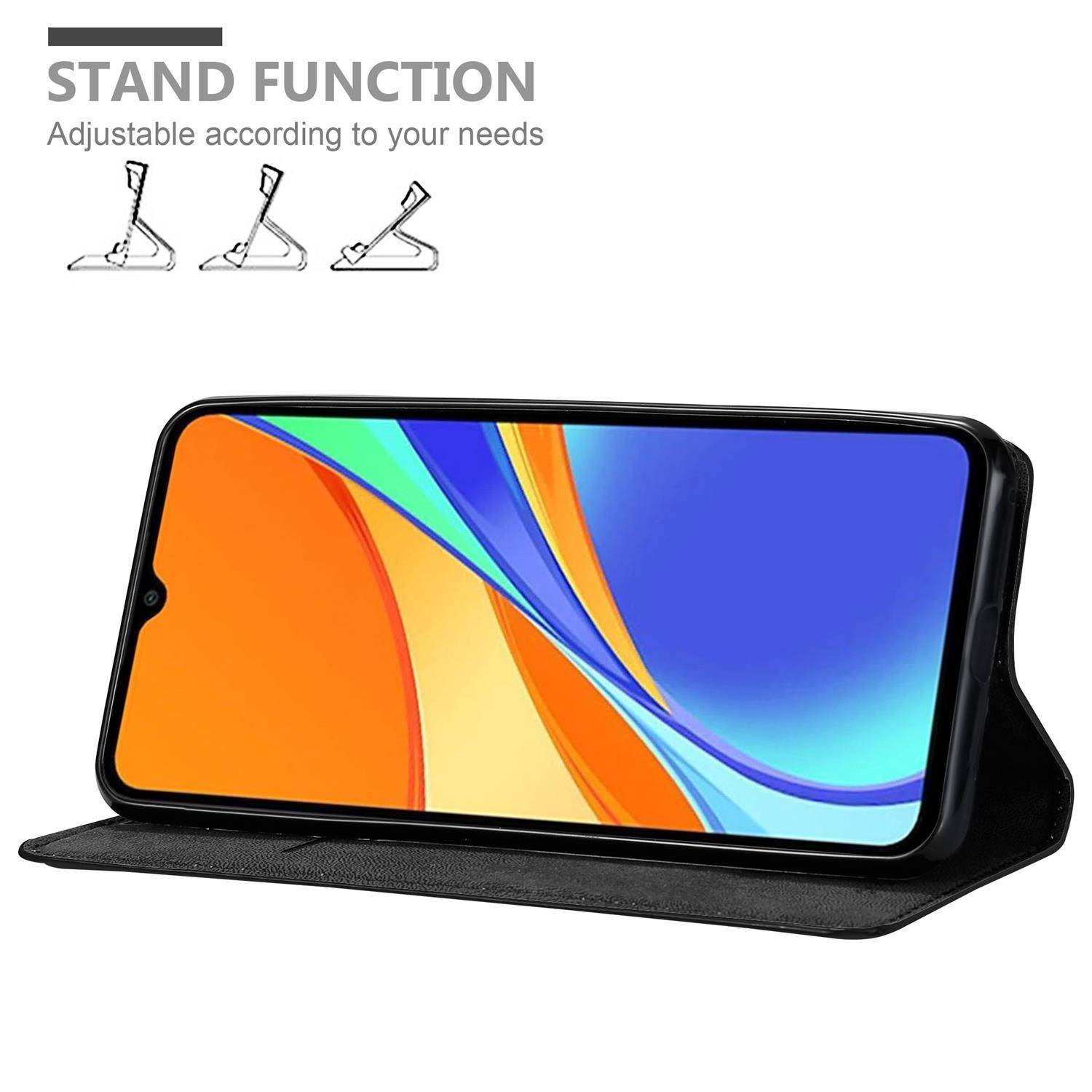 Cadorabo Hülle für Xiaomi RedMi 9C Schutz Hülle in Schwarz Handyhülle Etui Case Cover Magnetverschluss