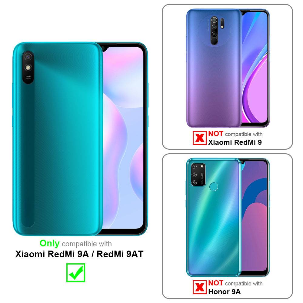 Cadorabo Hülle für Xiaomi RedMi 9A / RedMi 9AT Schutz Hülle in Rot Handyhülle Etui Case Cover Magnetverschluss
