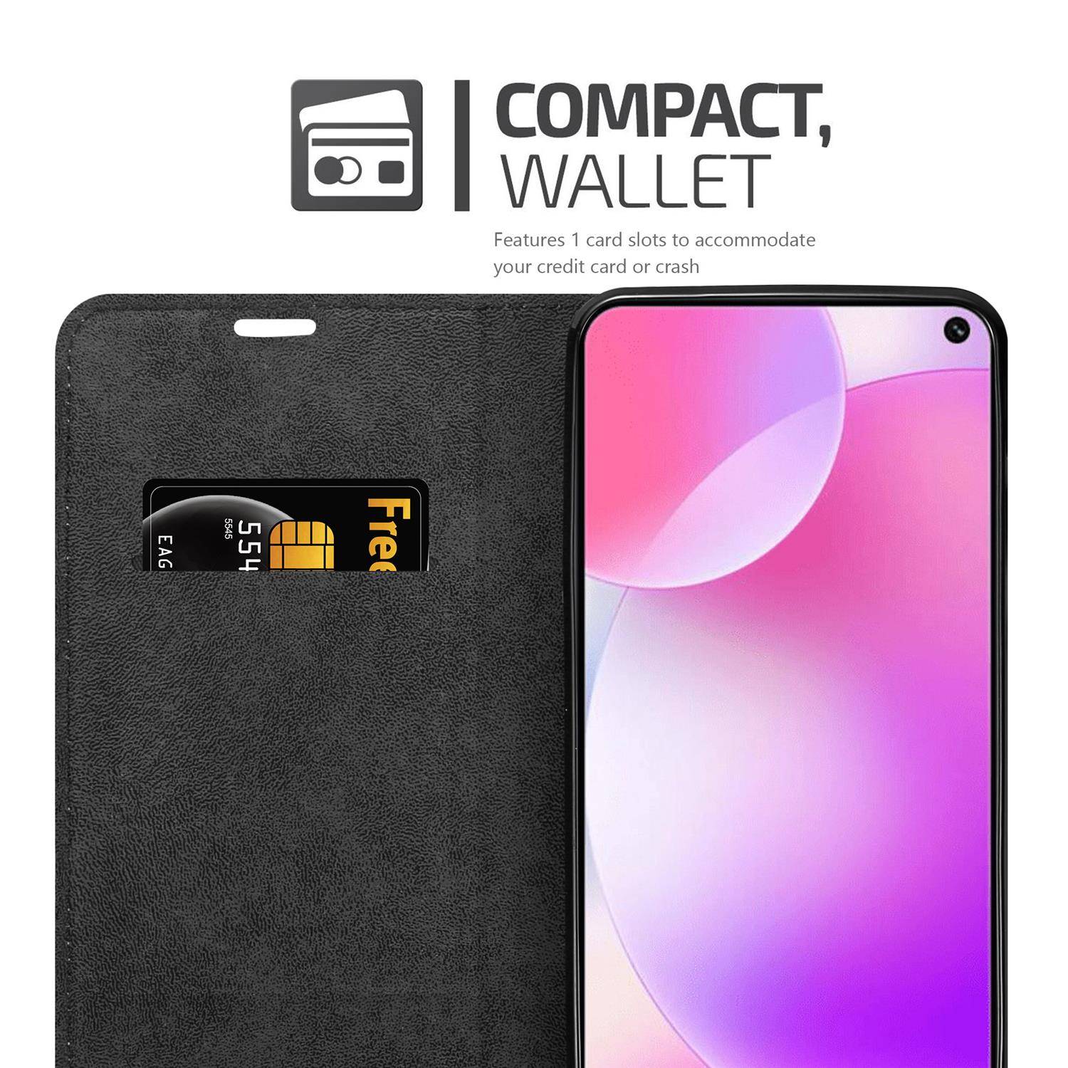 Cadorabo Hülle für Xiaomi RedMi K30 / K30i 5G Schutz Hülle in Schwarz Handyhülle Etui Case Cover Magnetverschluss