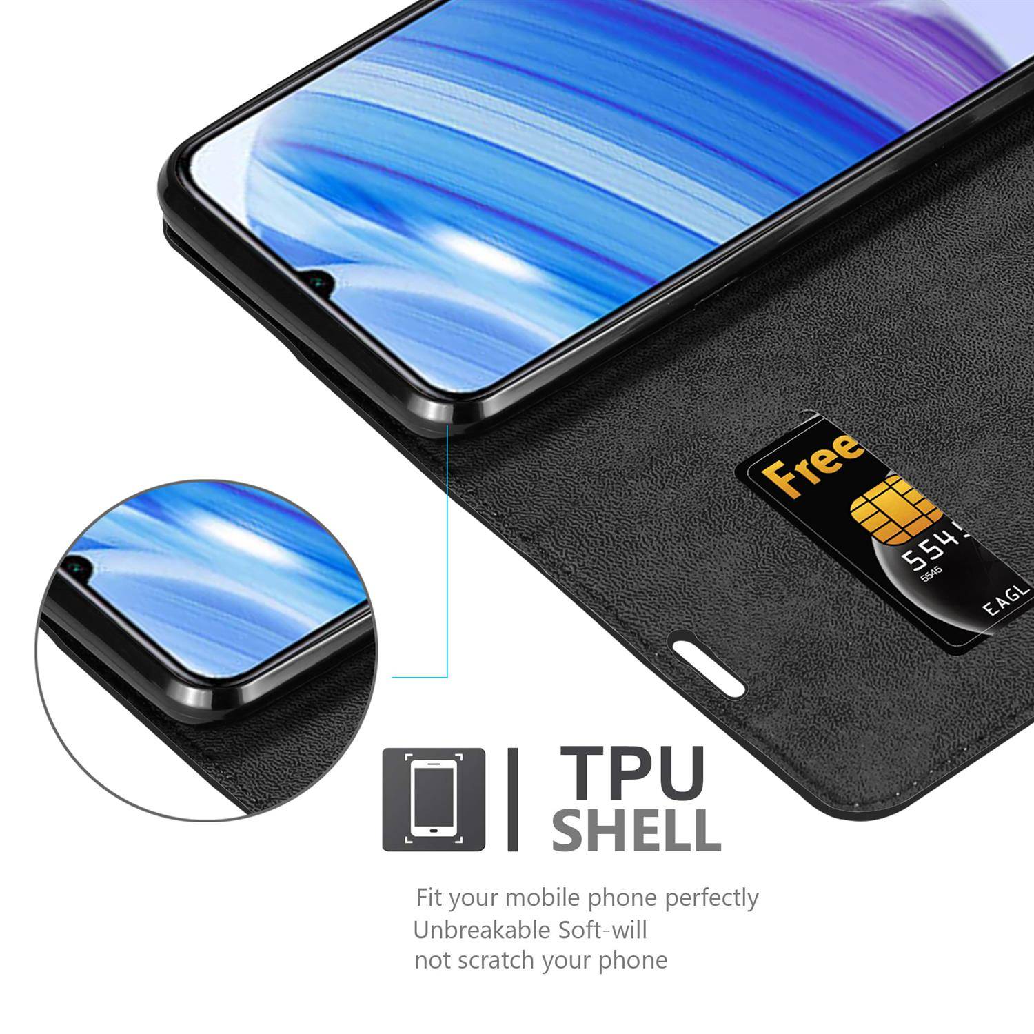 Cadorabo Hülle für Xiaomi RedMi 10X 5G / RedMi 10X PRO 5G Schutz Hülle in Schwarz Handyhülle Etui Case Cover