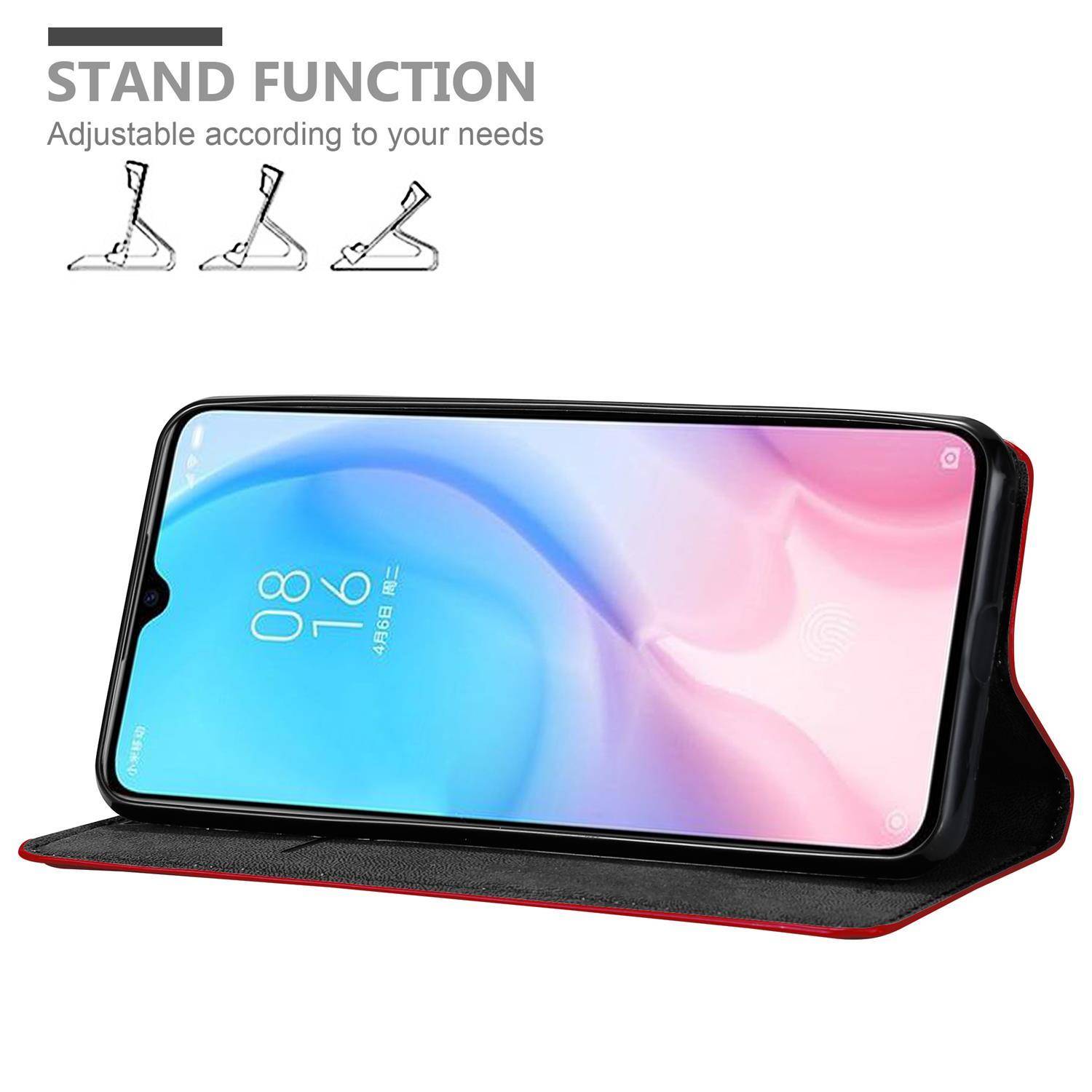 Cadorabo Hülle für Xiaomi Mi 9 LITE Schutz Hülle in Rot Handyhülle Etui Case Cover Magnetverschluss