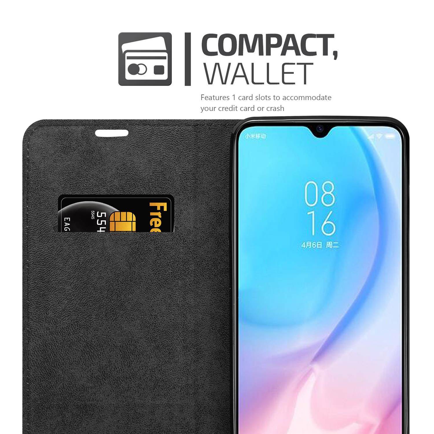 Cadorabo Hülle für Xiaomi Mi 9 LITE Schutz Hülle in Rot Handyhülle Etui Case Cover Magnetverschluss