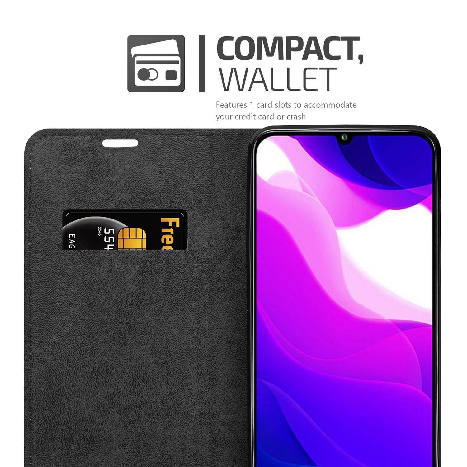 Cadorabo Hülle für Xiaomi Mi 10 LITE Schutz Hülle in Schwarz Handyhülle Etui Case Cover Magnetverschluss