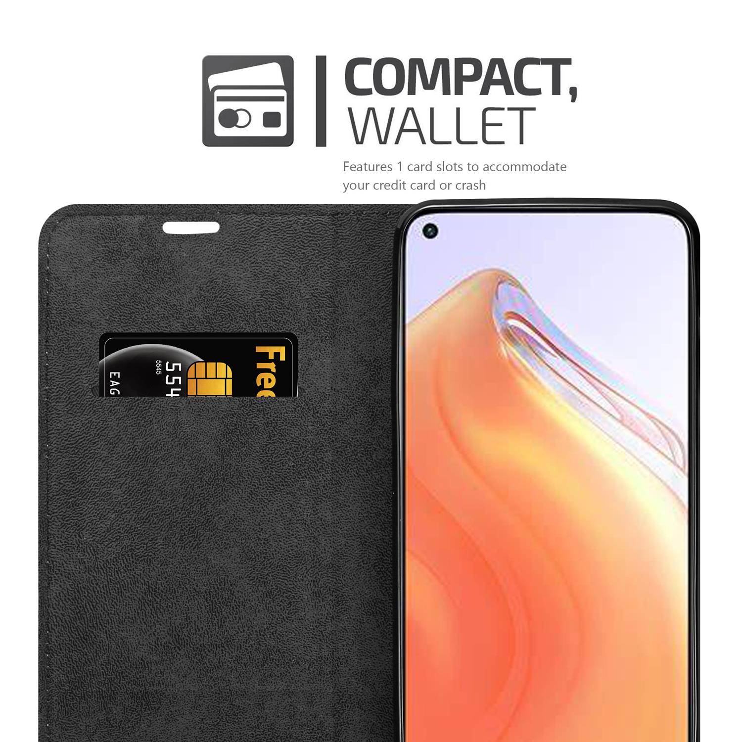 Cadorabo Hülle für Xiaomi Mi 10T / Mi 10T PRO Schutz Hülle in Schwarz Handyhülle Etui Case Cover Magnetverschluss