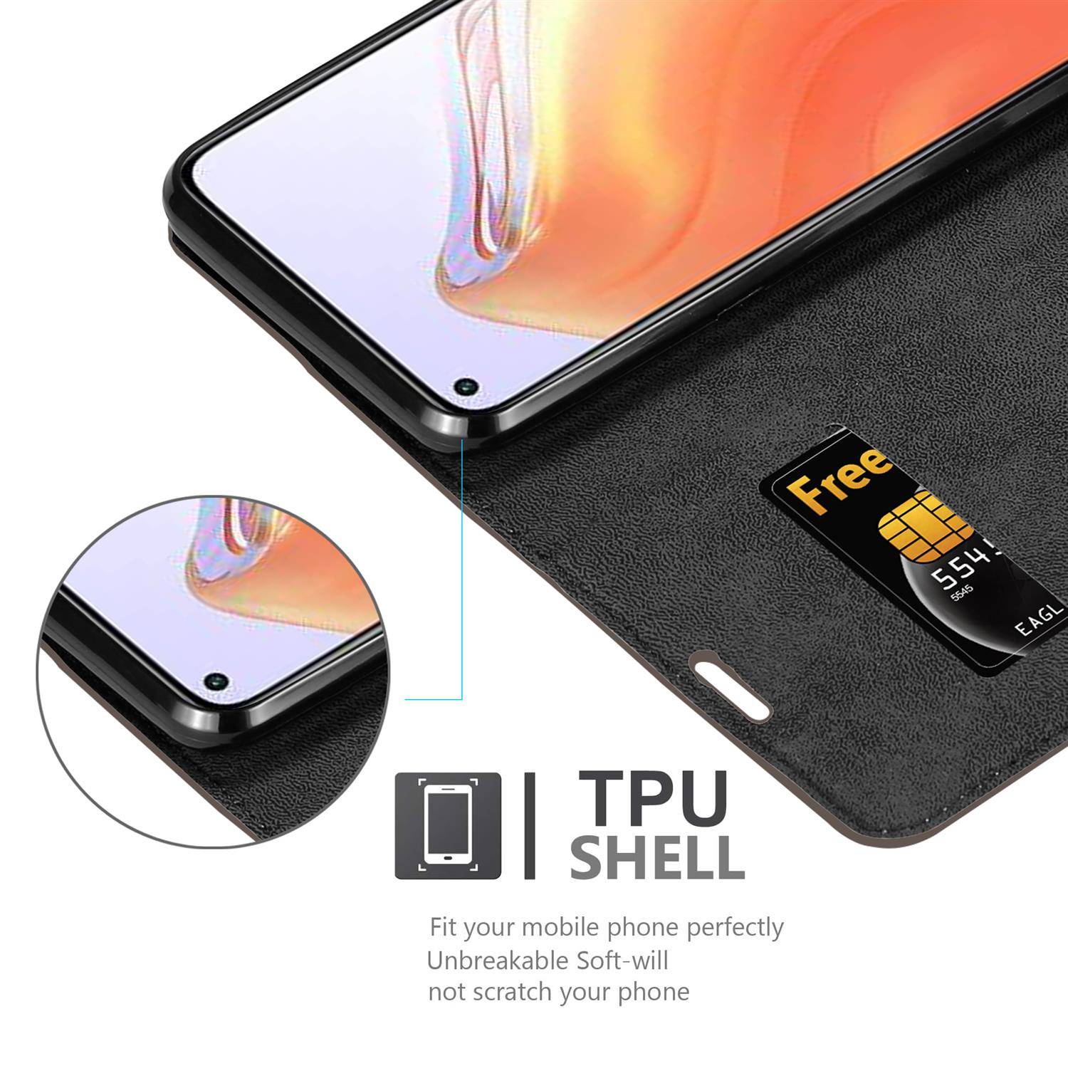 Cadorabo Hülle für Xiaomi Mi 10T / Mi 10T PRO Schutz Hülle in Braun Handyhülle Etui Case Cover Magnetverschluss