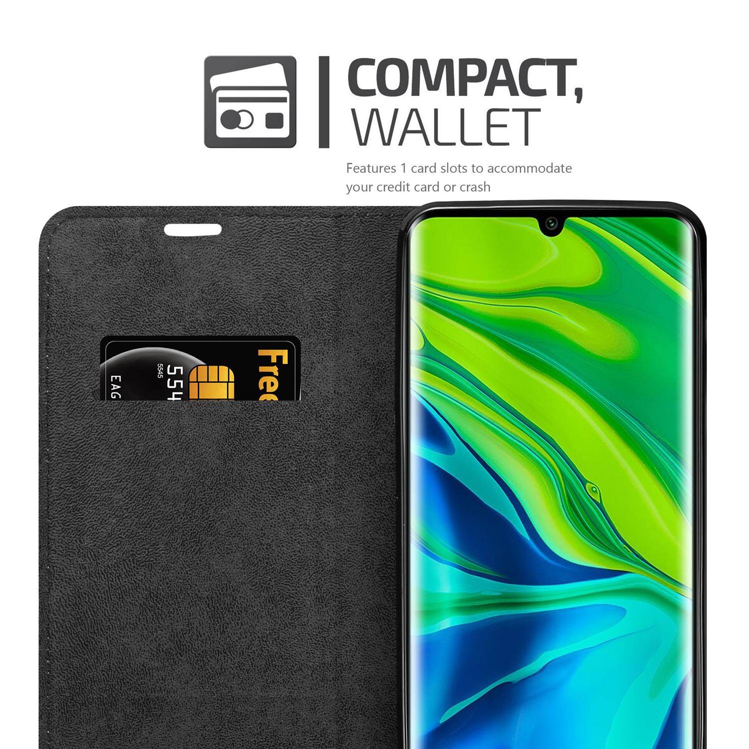 Cadorabo Hülle für Xiaomi Mi NOTE 10 Schutz Hülle in Rot Handyhülle Etui Case Cover Magnetverschluss
