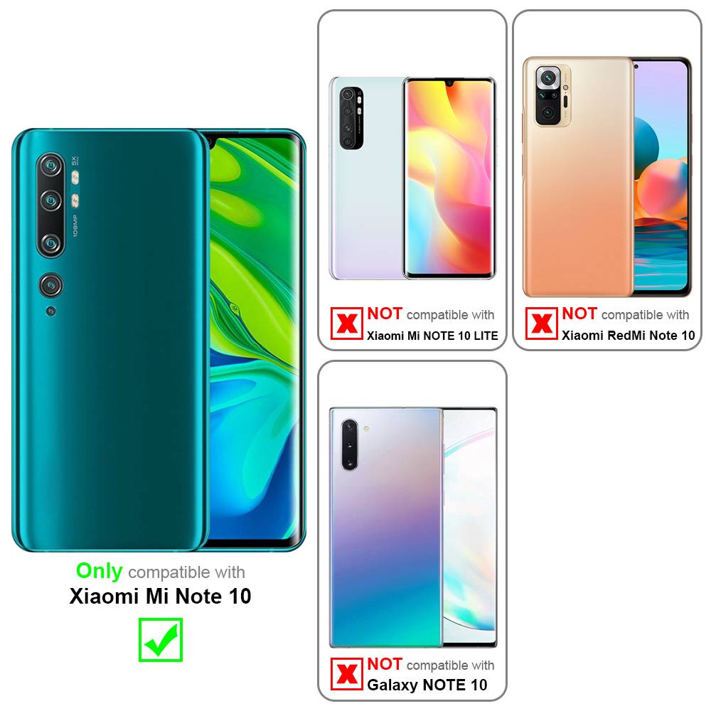 Cadorabo Hülle für Xiaomi Mi NOTE 10 Schutz Hülle in Rot Handyhülle Etui Case Cover Magnetverschluss