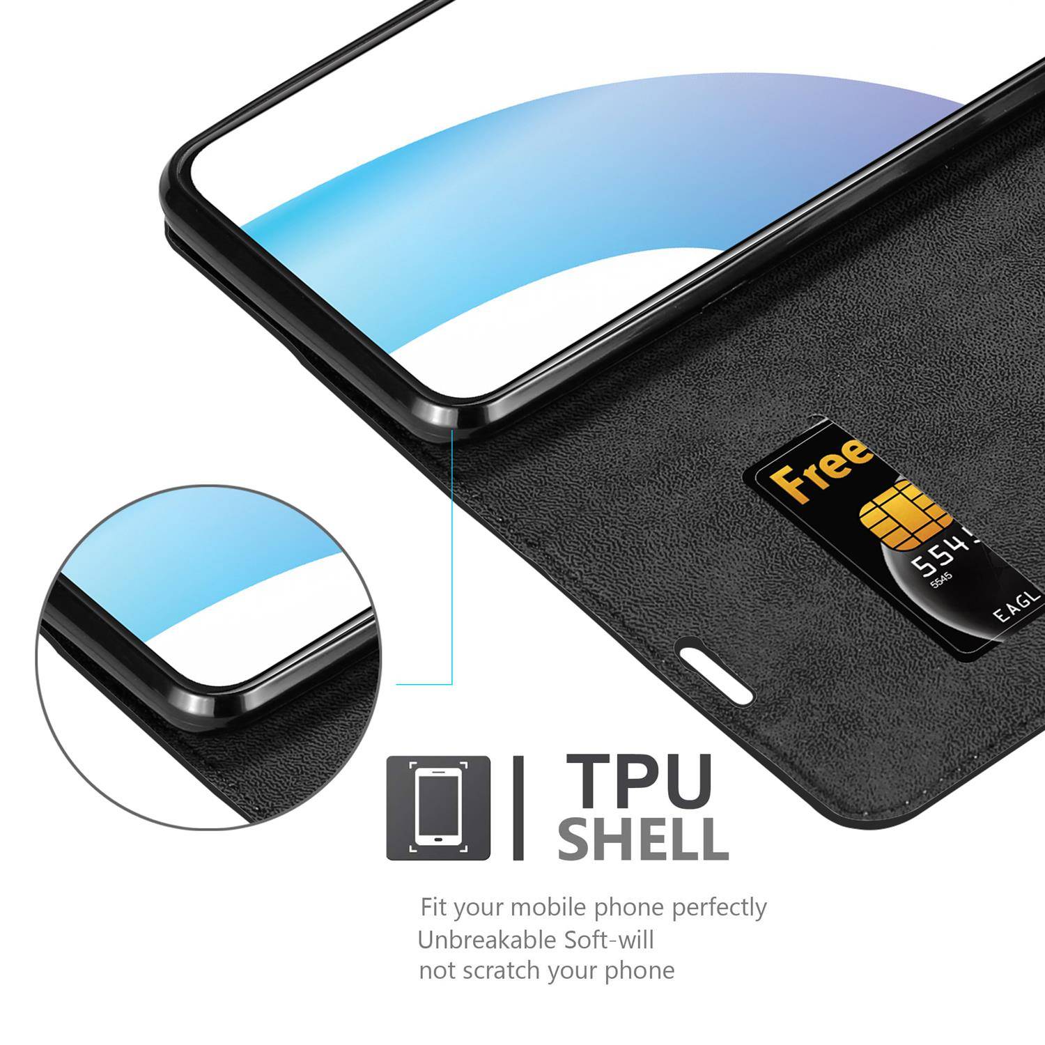 Cadorabo Hülle für Vivo V17 PRO Schutz Hülle in Schwarz Handyhülle Etui Case Cover Magnetverschluss