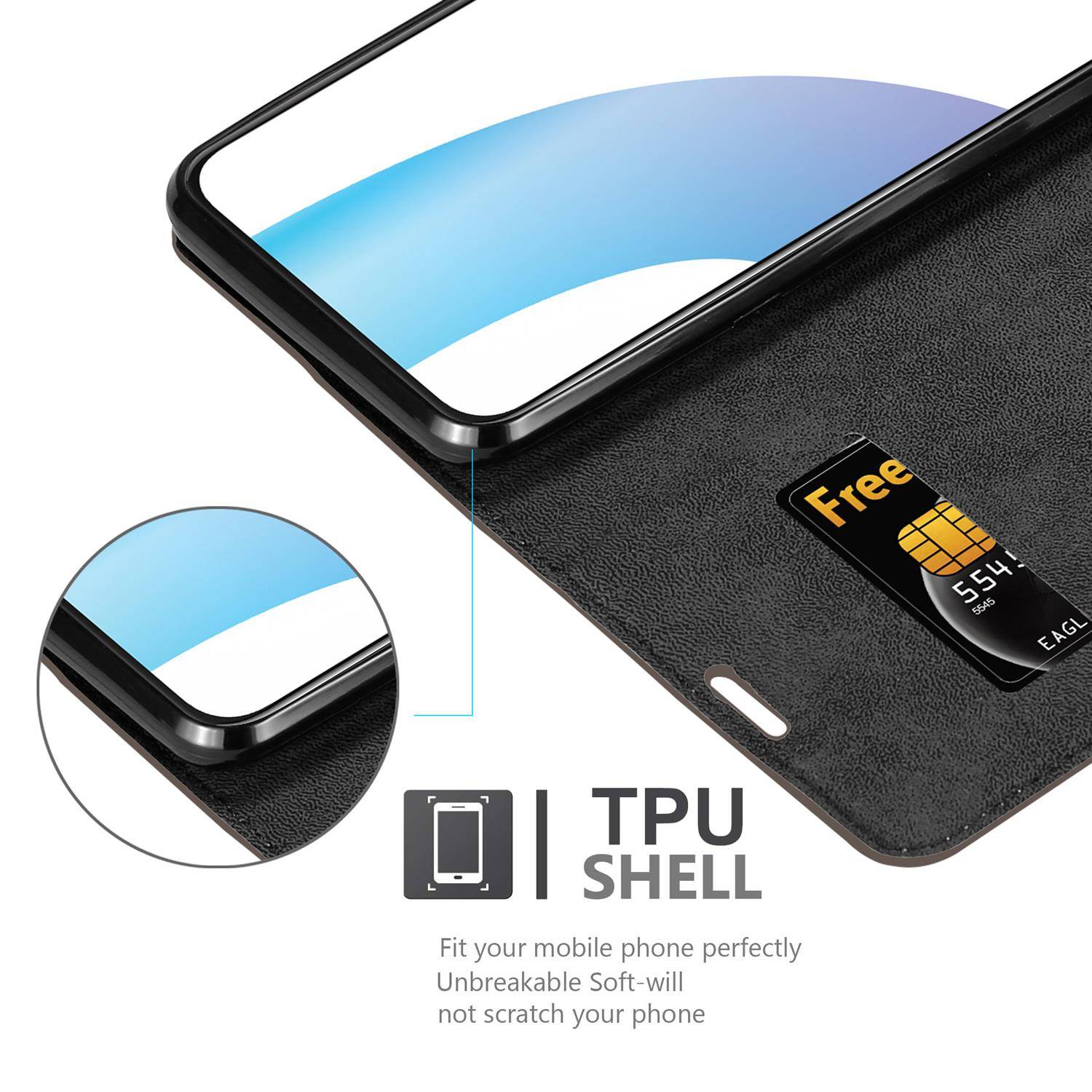 Cadorabo Hülle für Vivo V17 PRO Schutz Hülle in Braun Handyhülle Etui Case Cover Magnetverschluss