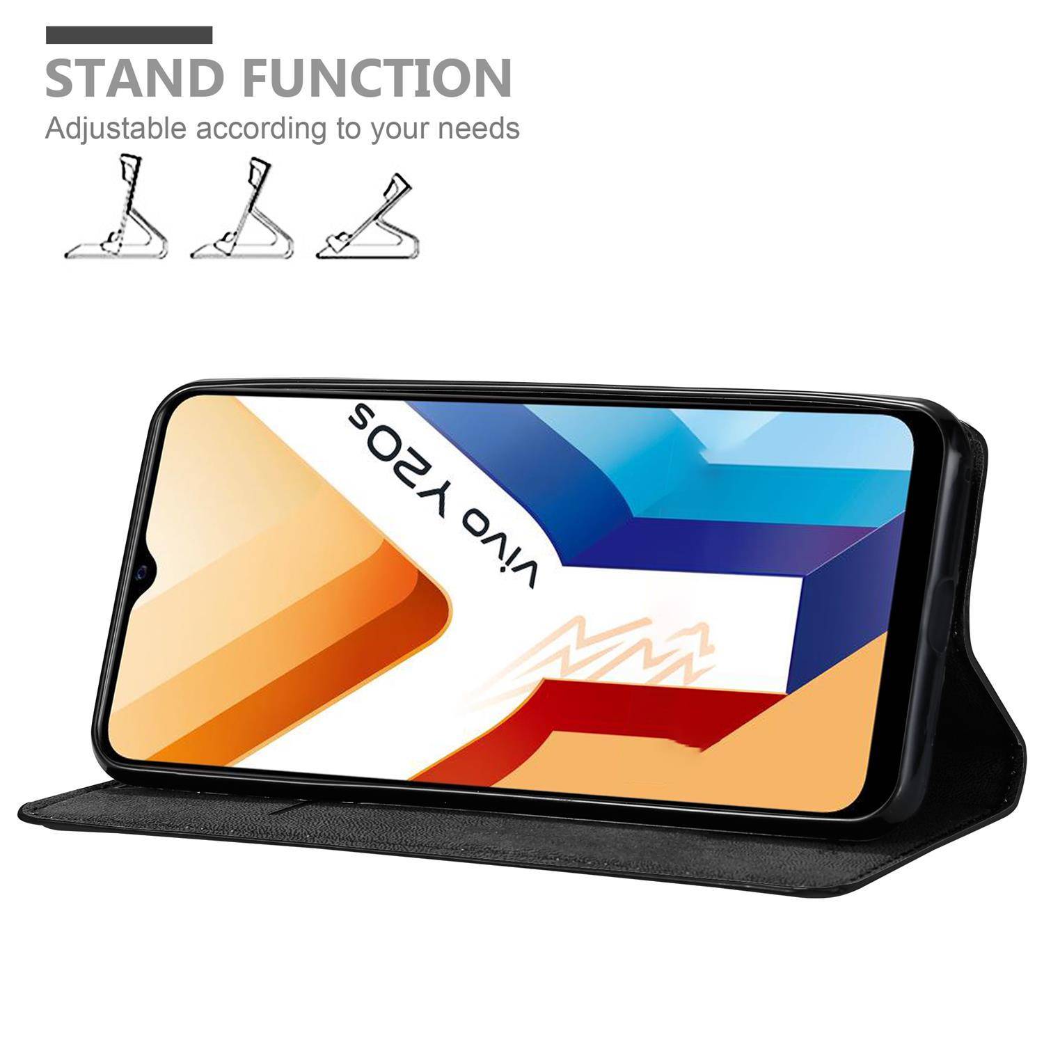 Cadorabo Hülle für Vivo Y20s Schutz Hülle in Schwarz Handyhülle Etui Case Cover Magnetverschluss
