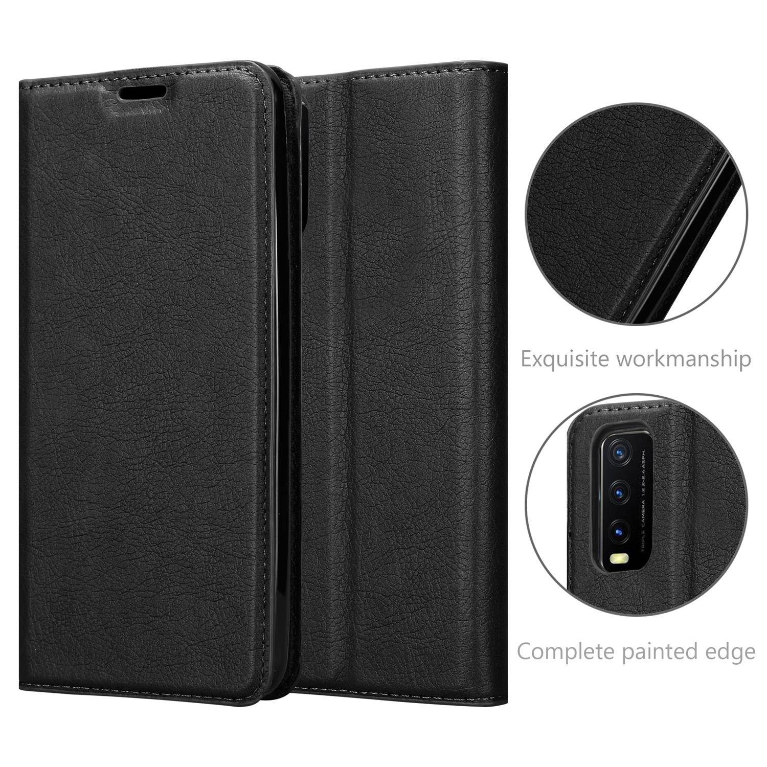 Cadorabo Hülle für Vivo Y20s Schutz Hülle in Schwarz Handyhülle Etui Case Cover Magnetverschluss