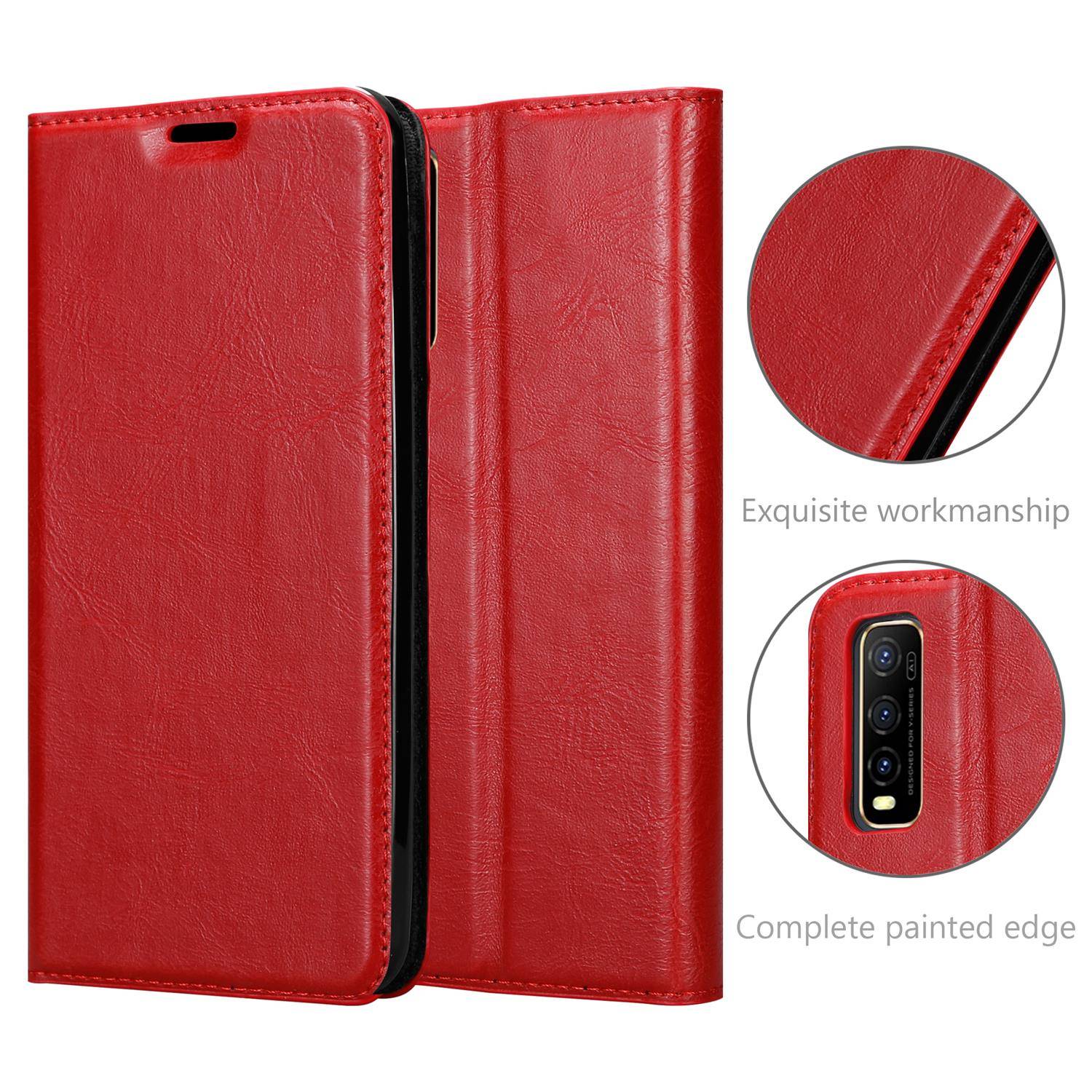 Cadorabo Hülle für Vivo Y70 Schutz Hülle in Rot Handyhülle Etui Case Cover Magnetverschluss