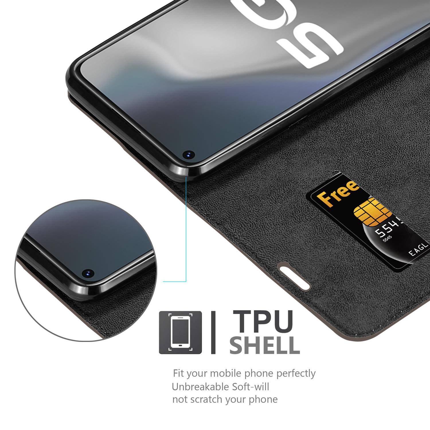 Cadorabo Hülle für Vivo Y70 Schutz Hülle in Braun Handyhülle Etui Case Cover Magnetverschluss