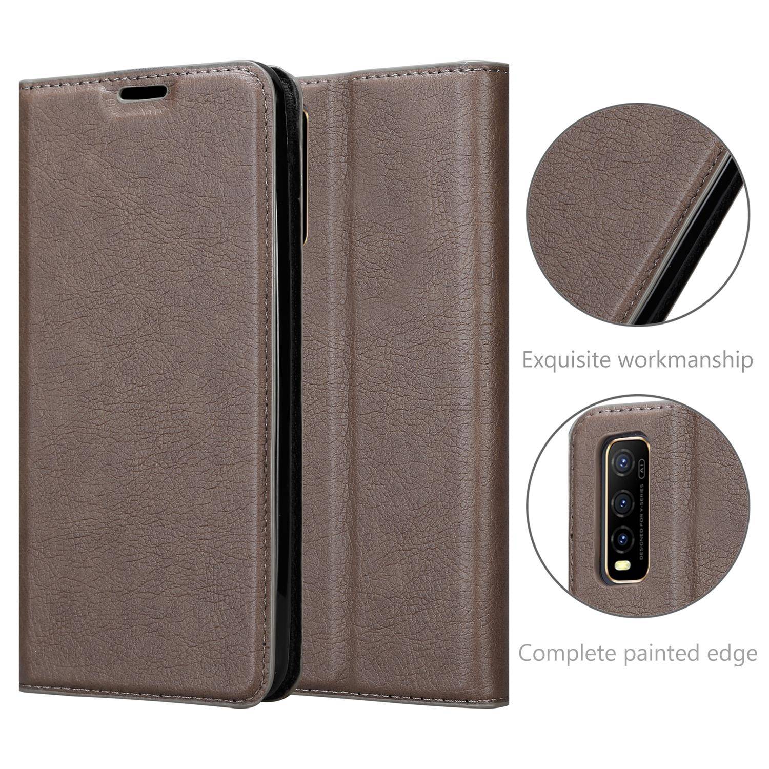 Cadorabo Hülle für Vivo Y70 Schutz Hülle in Braun Handyhülle Etui Case Cover Magnetverschluss