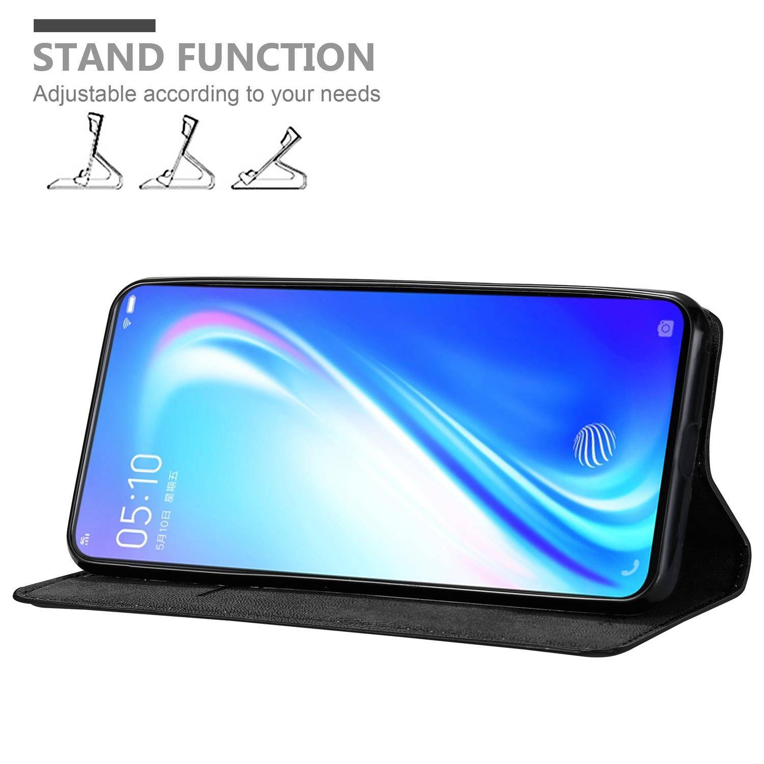 Cadorabo Hülle für Vivo S1 Schutz Hülle in Schwarz Handyhülle Etui Case Cover Magnetverschluss
