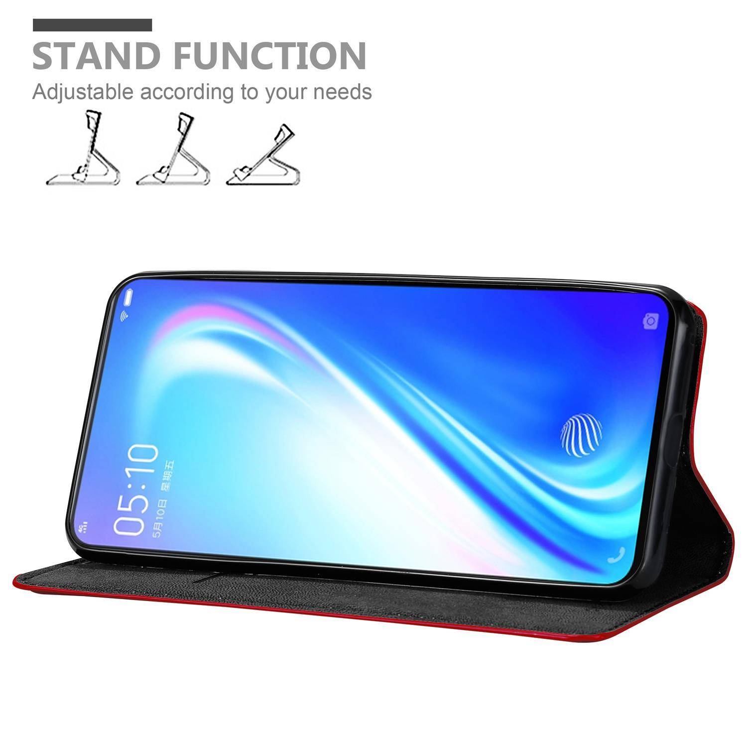 Cadorabo Hülle für Vivo S1 Schutz Hülle in Rot Handyhülle Etui Case Cover Magnetverschluss