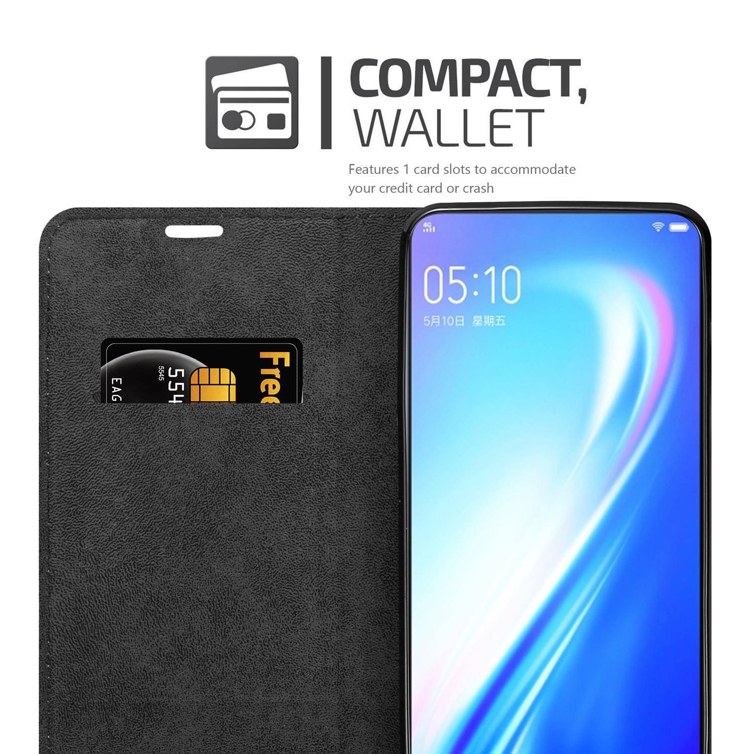 Cadorabo Hülle für Vivo S1 Schutz Hülle in Rot Handyhülle Etui Case Cover Magnetverschluss