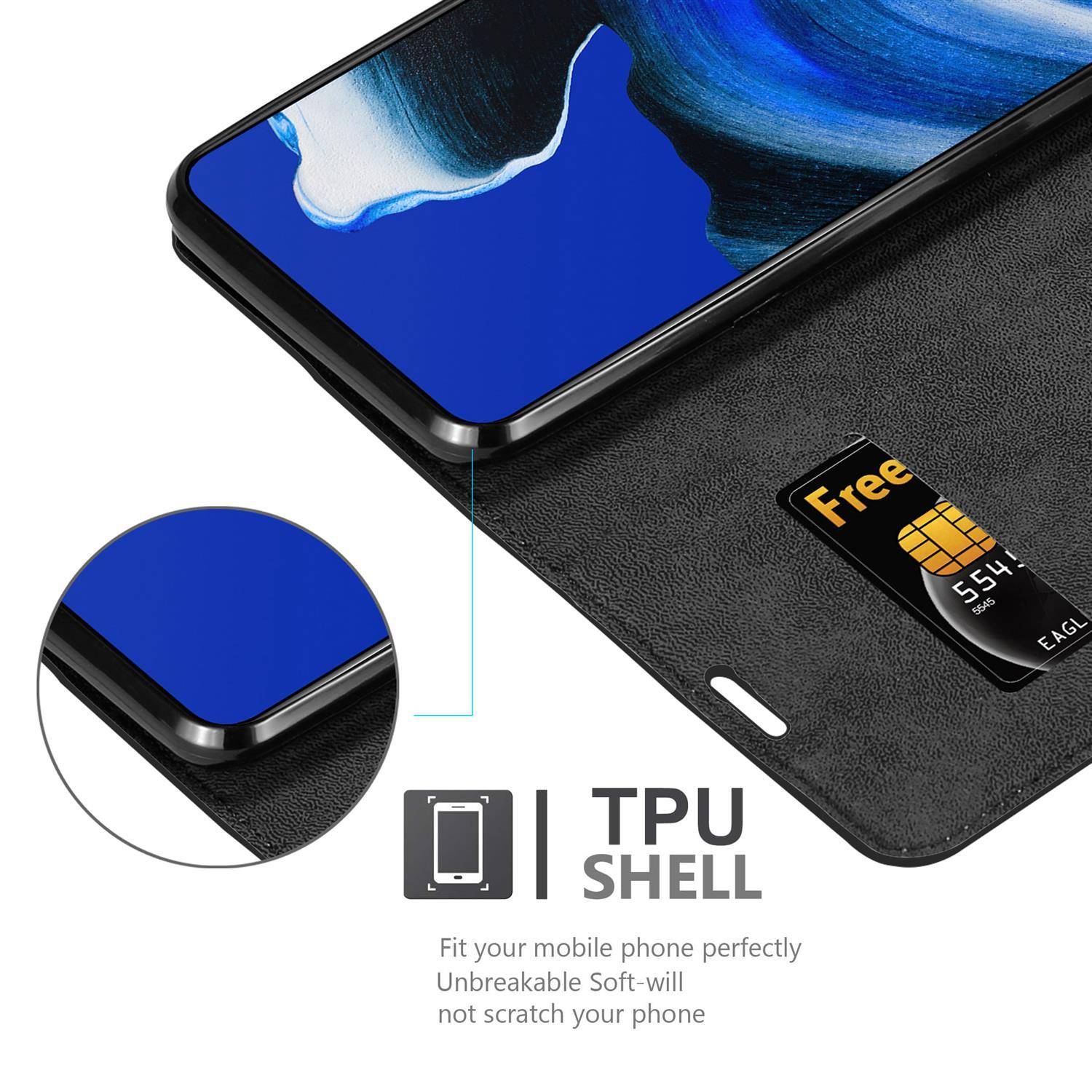 Cadorabo Hülle für Oppo Reno2 Schutz Hülle in Schwarz Handyhülle Etui Case Cover Magnetverschluss