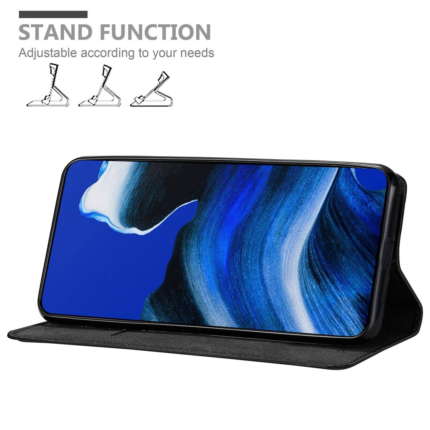 Cadorabo Hülle für Oppo Reno2 Schutz Hülle in Schwarz Handyhülle Etui Case Cover Magnetverschluss